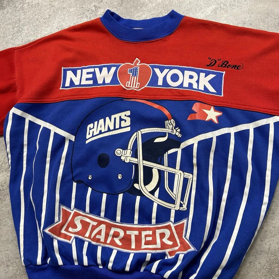 NFL × Starter × Vintage RARE NEW YORK GIANTS STARTER AOP CREWNECK SWEATSHIRT APPLE Size US XL / EU 56 / 4 - 4 Thumbnail