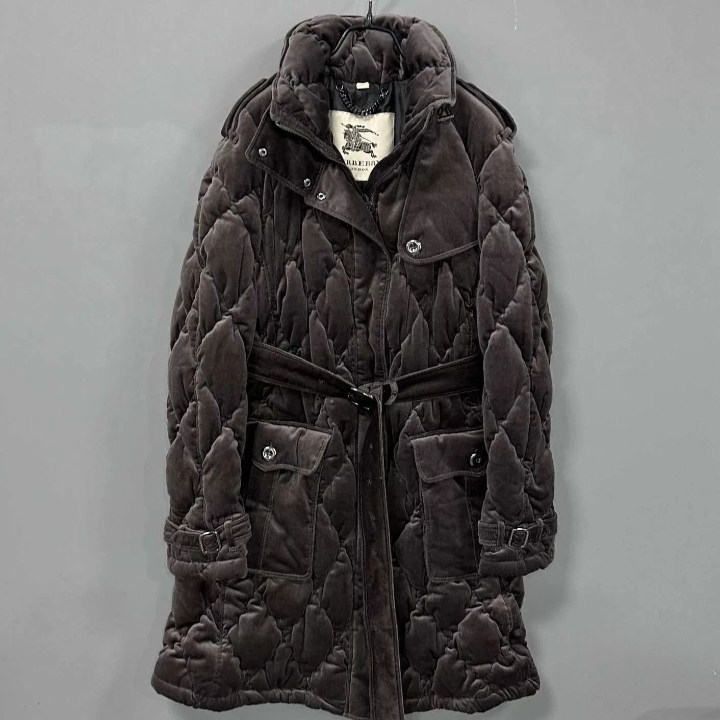 Burberry Burberry Long Velvet Down Coat L 99 New Size L / US 10 / IT 46 - 1 Thumbnail