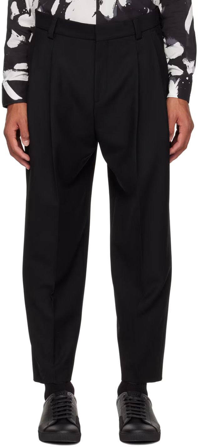 Hugo × Hugo Boss Hugo - Black Slim-Fit Trousers Size US 30 / EU 46 - 1 Thumbnail