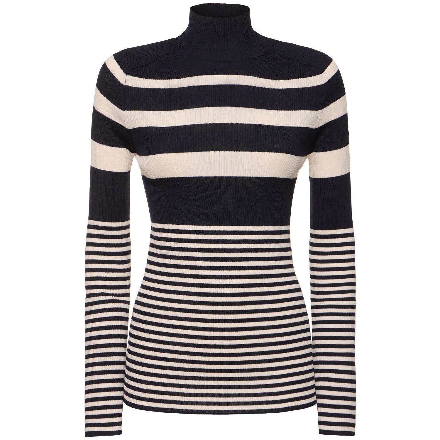 MONCLER Women's White/Blue Striped Wool Sweater New (Women's