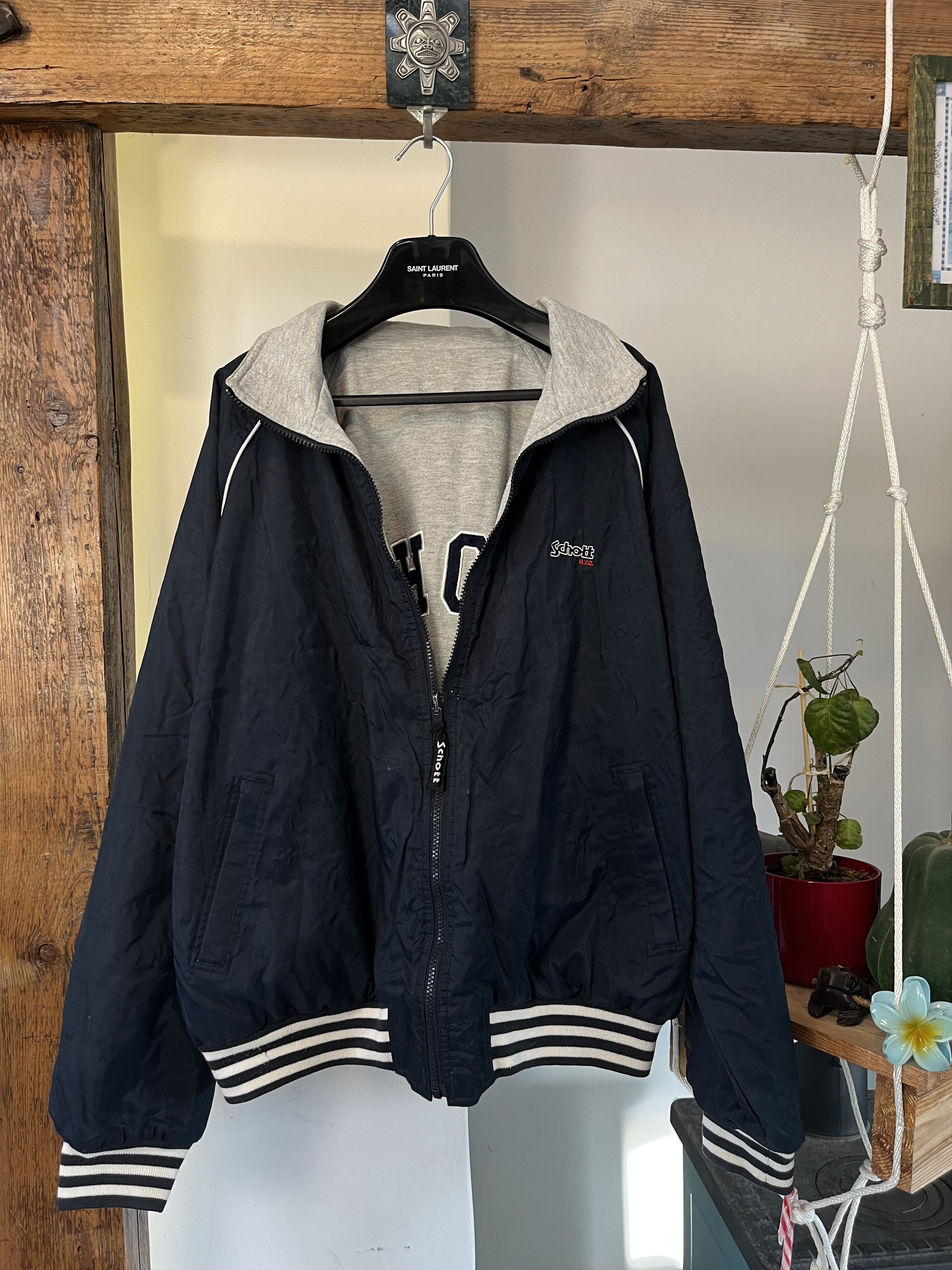 Schott × Vintage 90s Vintage Schott NYC Reversible Varsity Jacket Made in USA Size US XL / EU 56 / 4 - 2 Thumbnail