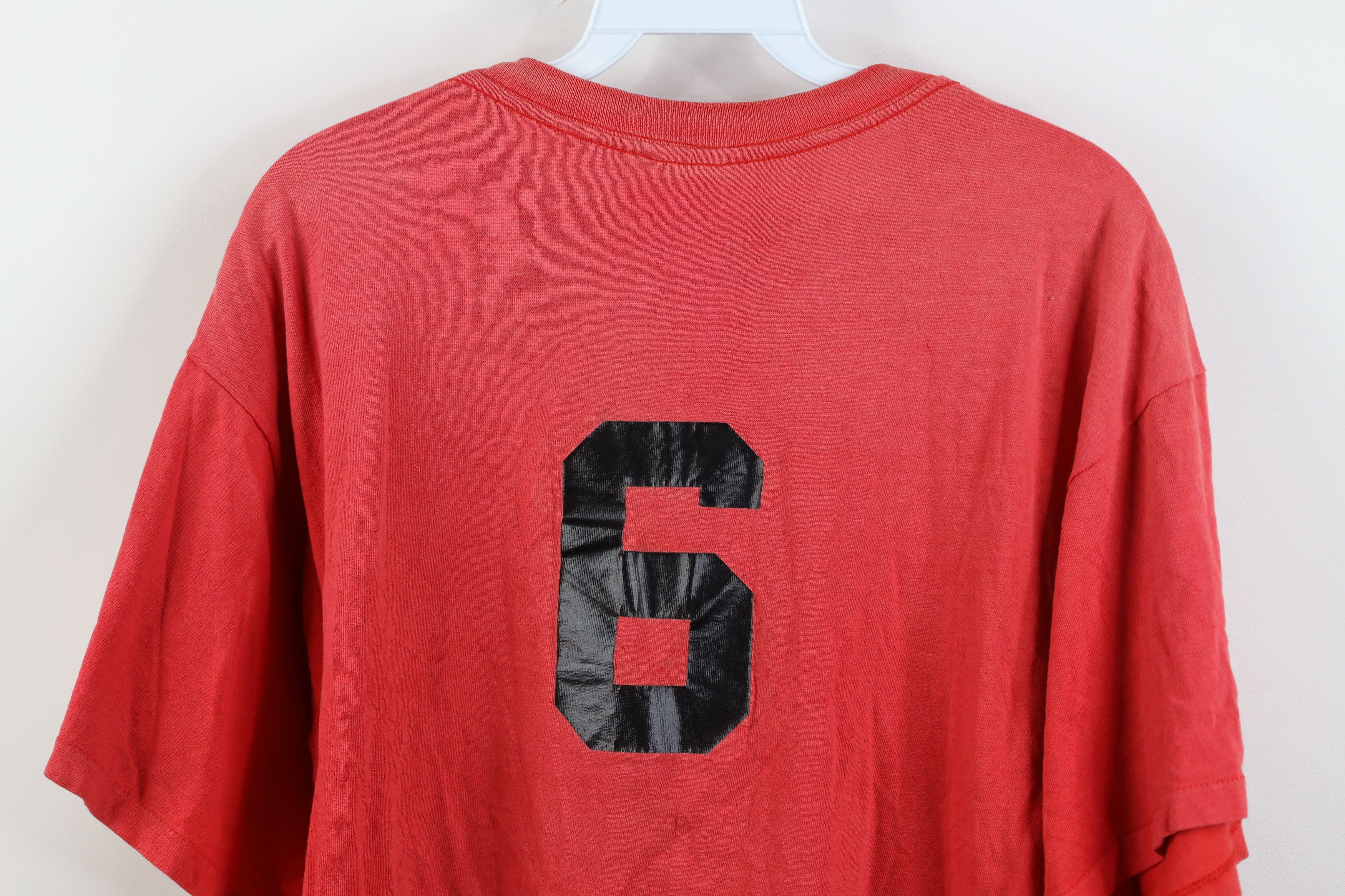 Nike Vintage 80s 90s Nike Spell Out Sun Faded T-Shirt Red USA Size US L / EU 52-54 / 3 - 14 Thumbnail