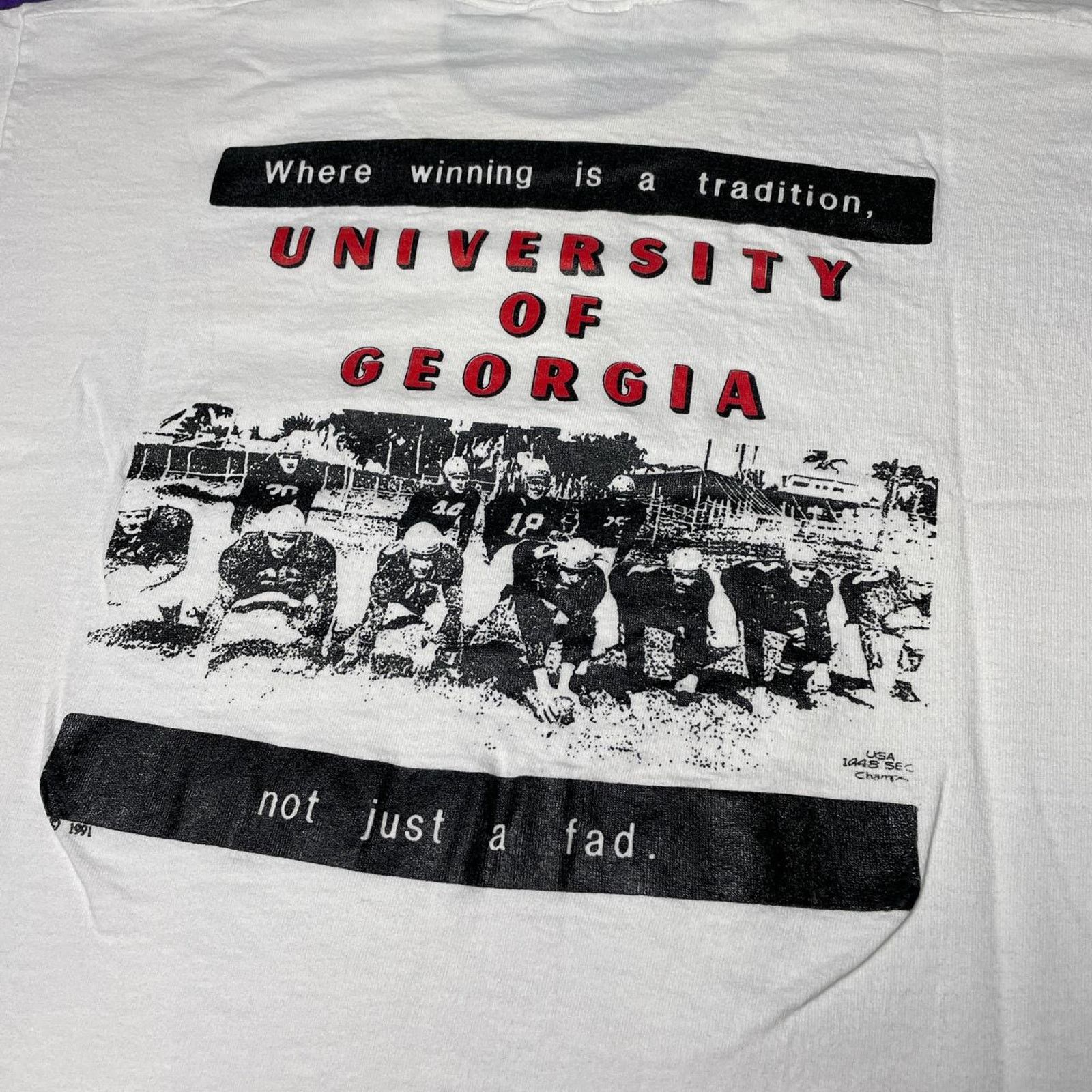 NCAA × Vintage VTG 1991 Georgia Bulldogs vs Georgia Tech T-Shirt Mens XL Size US L / EU 52-54 / 3 - 3 Thumbnail