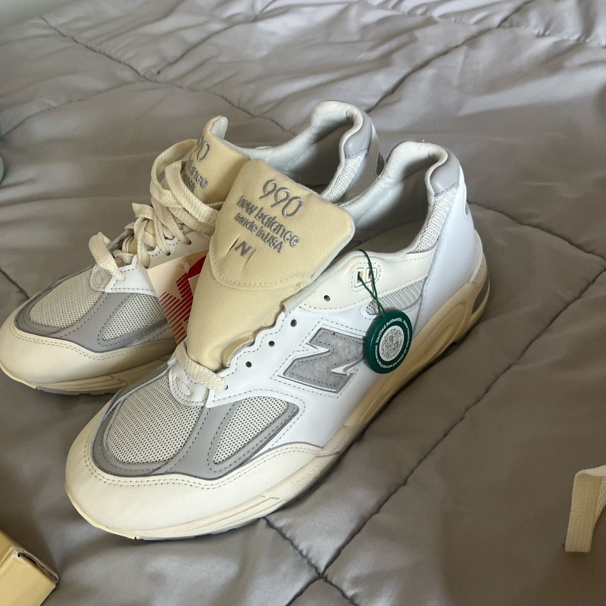 New Balance New Balance 990vv2 MiUSA Teddy Santis Sea Salt Sneakers Size US 12 / EU 45 - 1 Thumbnail