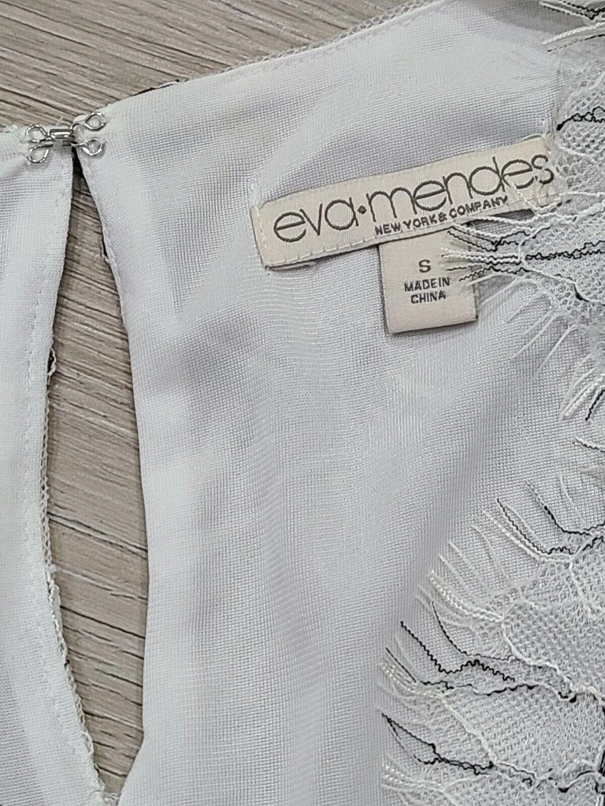 Designer Eva Mendes Bodysuit Top Small White Black Lace V Neck Size S / US 4 / IT 40 - 4 Thumbnail