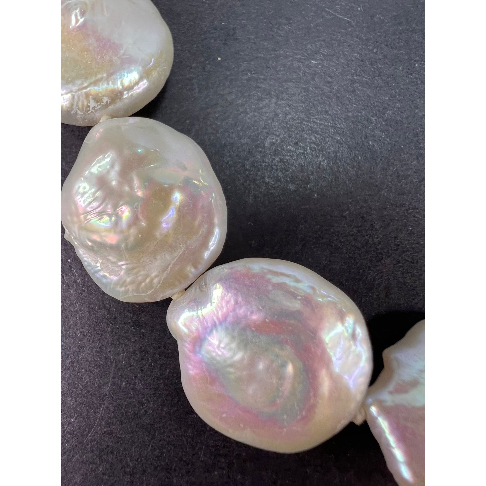 Cultured coin pearl necklace with sterling silver clasp