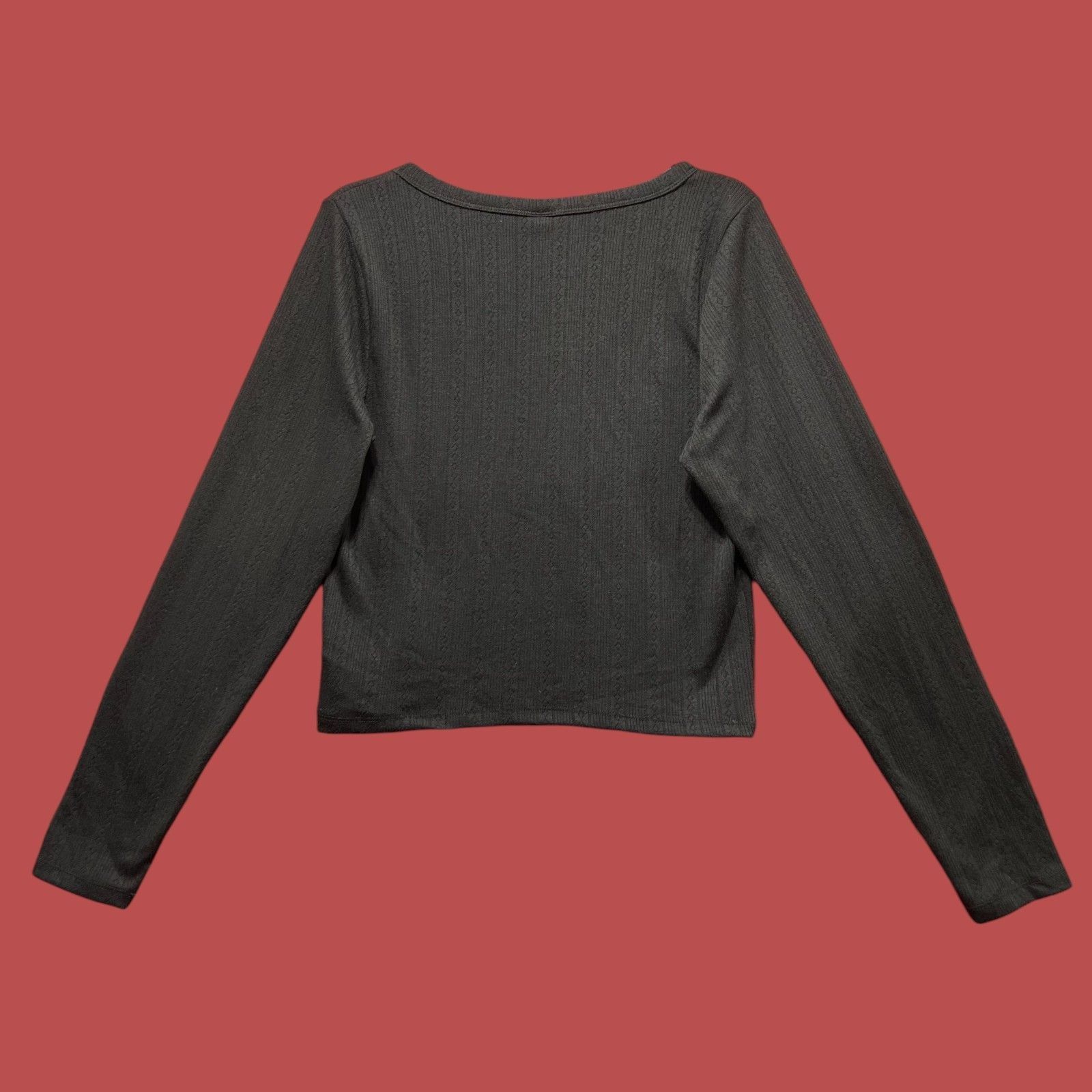 Other Wild Fable - Women's Long Sleeve Pointelle T-Shirt - Black - Size XXL / US 16-18 / IT 52-54 - 2 Thumbnail