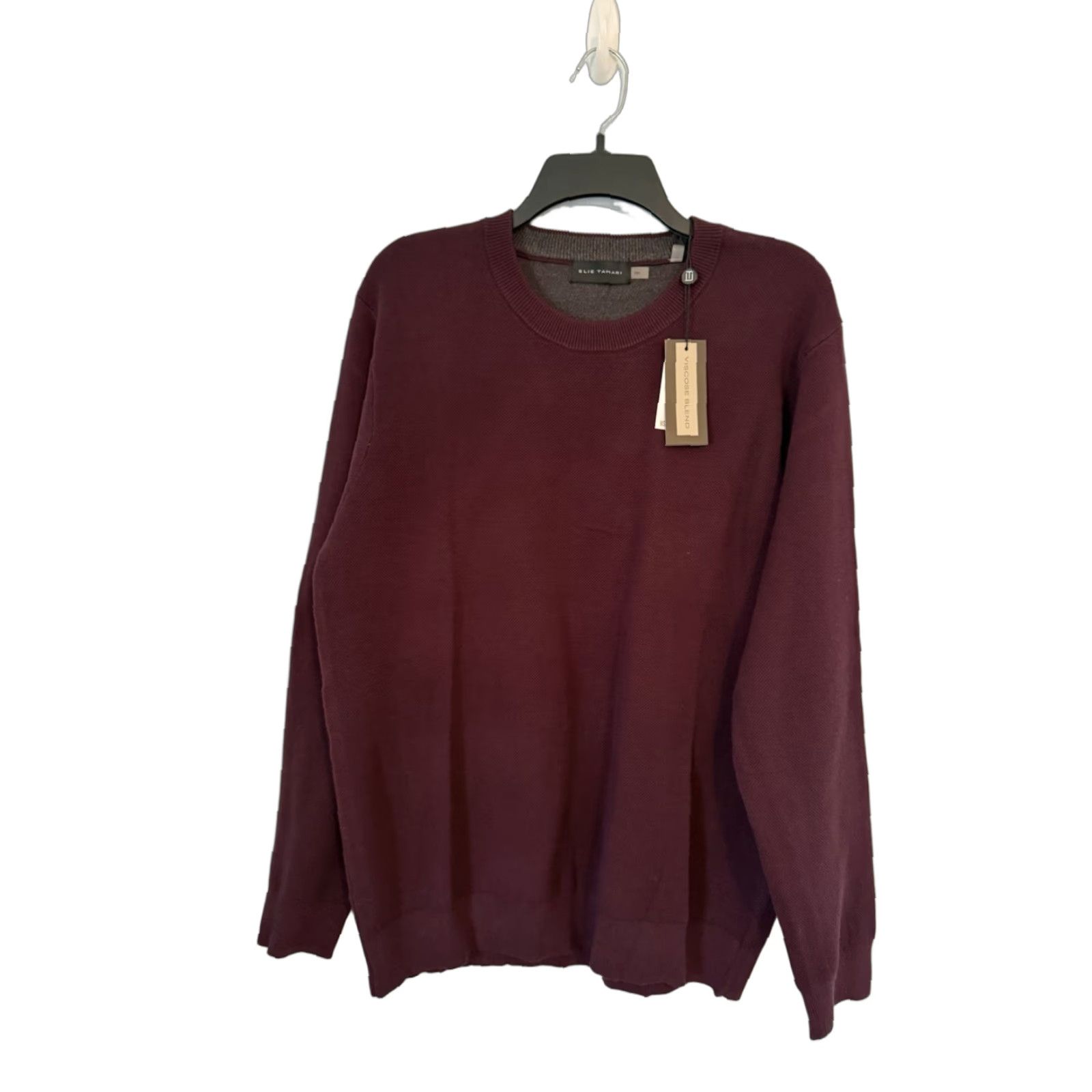 Elie Tahari Elie Tahari Mens Pullover Sweater Crew Neck Purple NWT Viscose Blend 52% Polyester Size US M / EU 48-50 / 2 - 1 Thumbnail