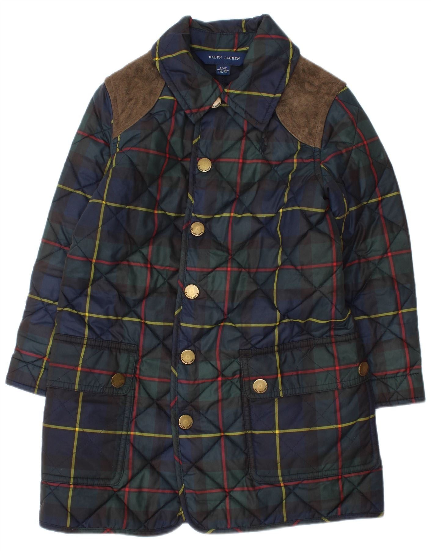 Ralph Lauren Girls Quilted Jacket 3-4 Years Navy Blue Check Size XXS / US 00 / IT 34 - 1 Thumbnail