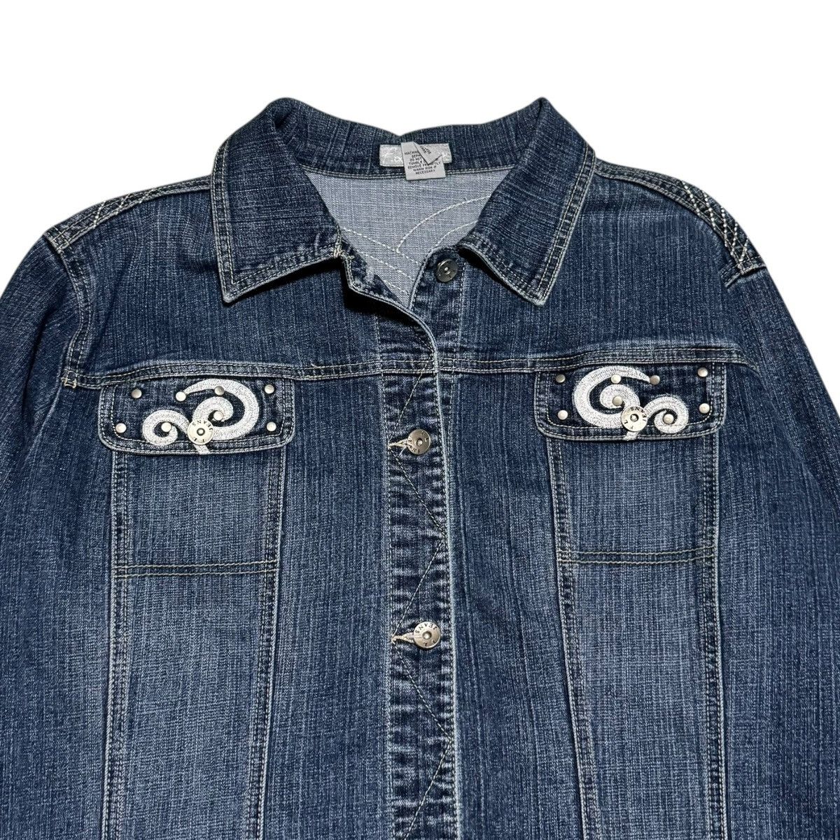 Other FL Jeans Embroidered Design Patterned Denim Jacket 2X Size XXL / US 16-18 / IT 52-54 - 2 Thumbnail