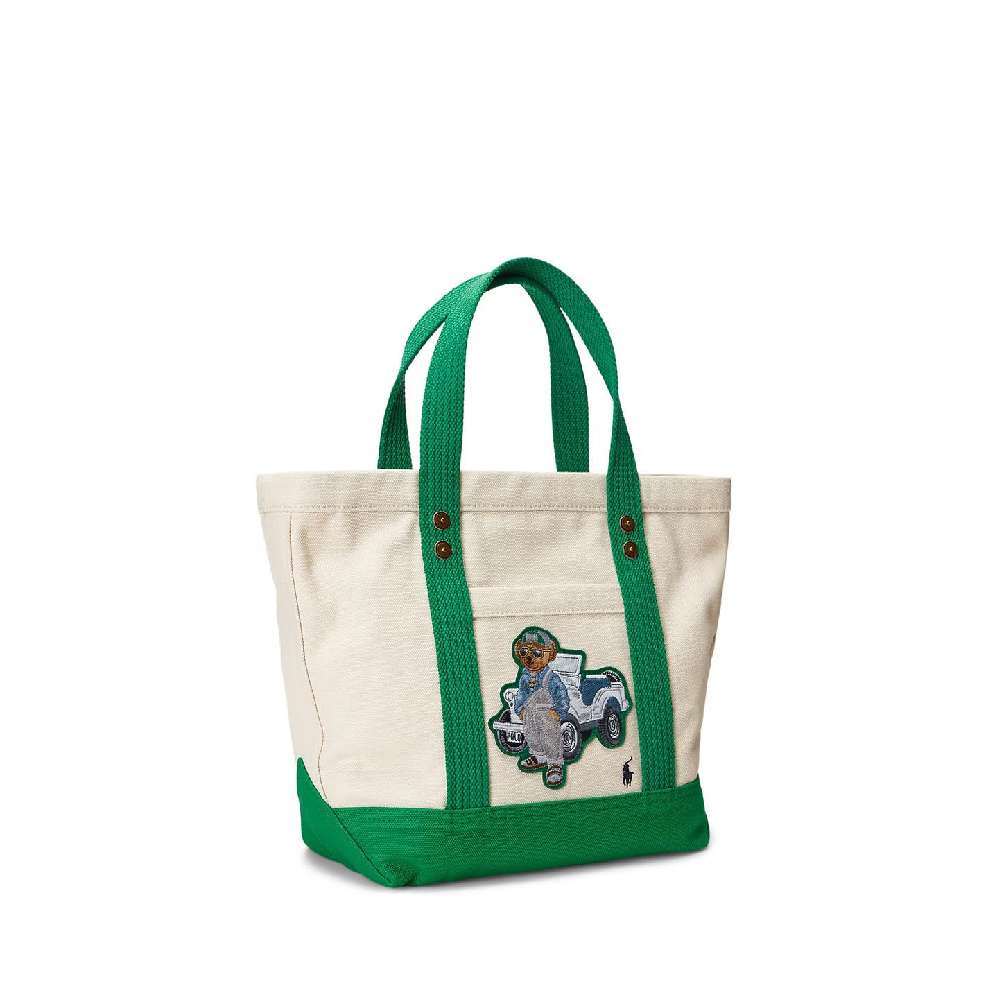 Polo Ralph Lauren o1g2r1mq0825 Size: OS / Bear Tote Bag in Ecru/Green Size ONE SIZE - 4 Thumbnail