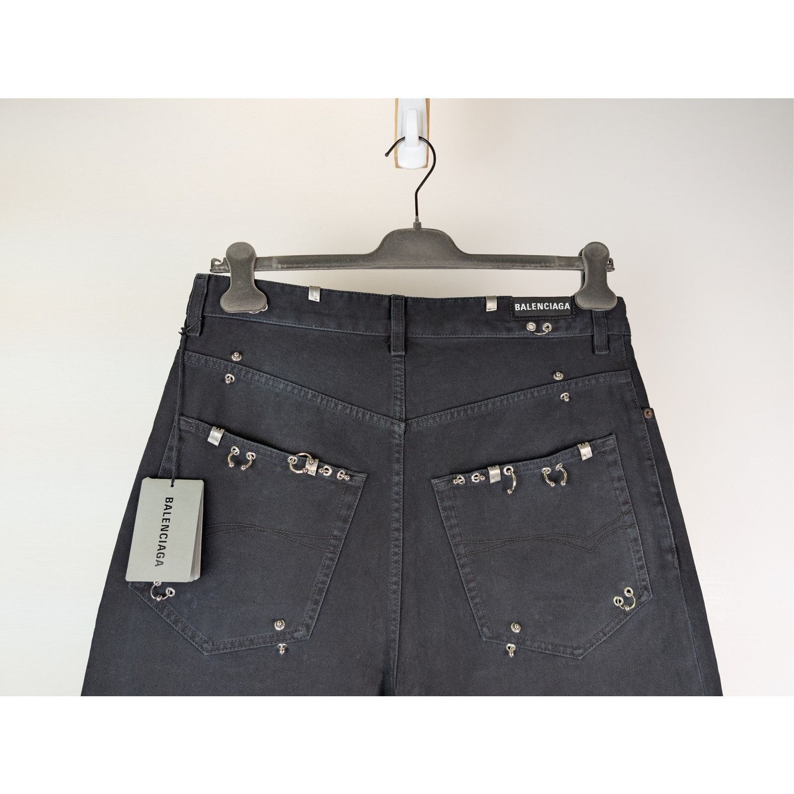 Balenciaga o1rshd1 Q:2 / Left Hand Denim Pierced Baggy Pants in Black Size US 32 / EU 48 - 11 Thumbnail