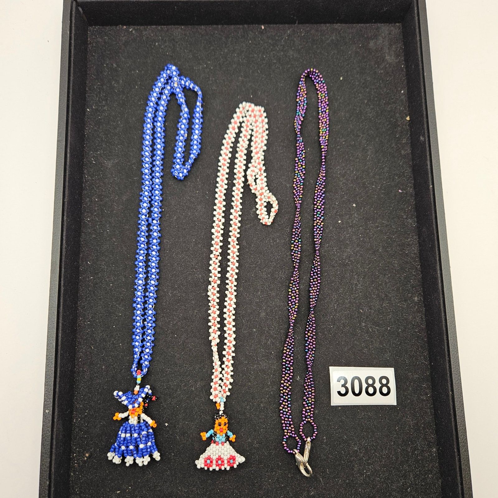 Other HANDMADE SEED BEAD NECKLACE LOT OF 3 NATIVE FOLK ART DOLL Size ONE SIZE - 1 Thumbnail