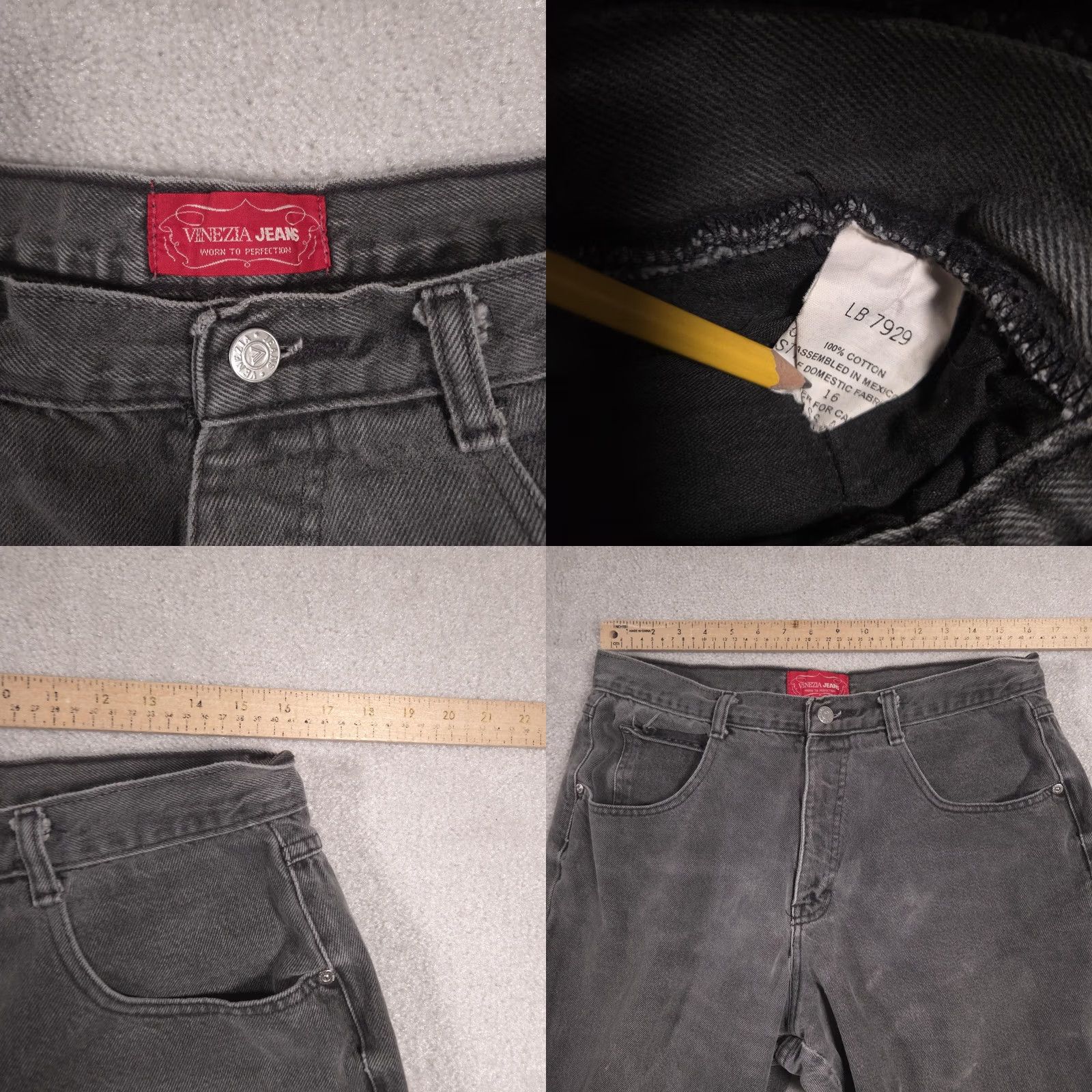 Vintage Venezia Jeans Womens High Rise Tapered Jeans Plus 16 Gray Charcoal Wash Denim Pants Size 38" / US 16 / IT 52 - 8 Thumbnail