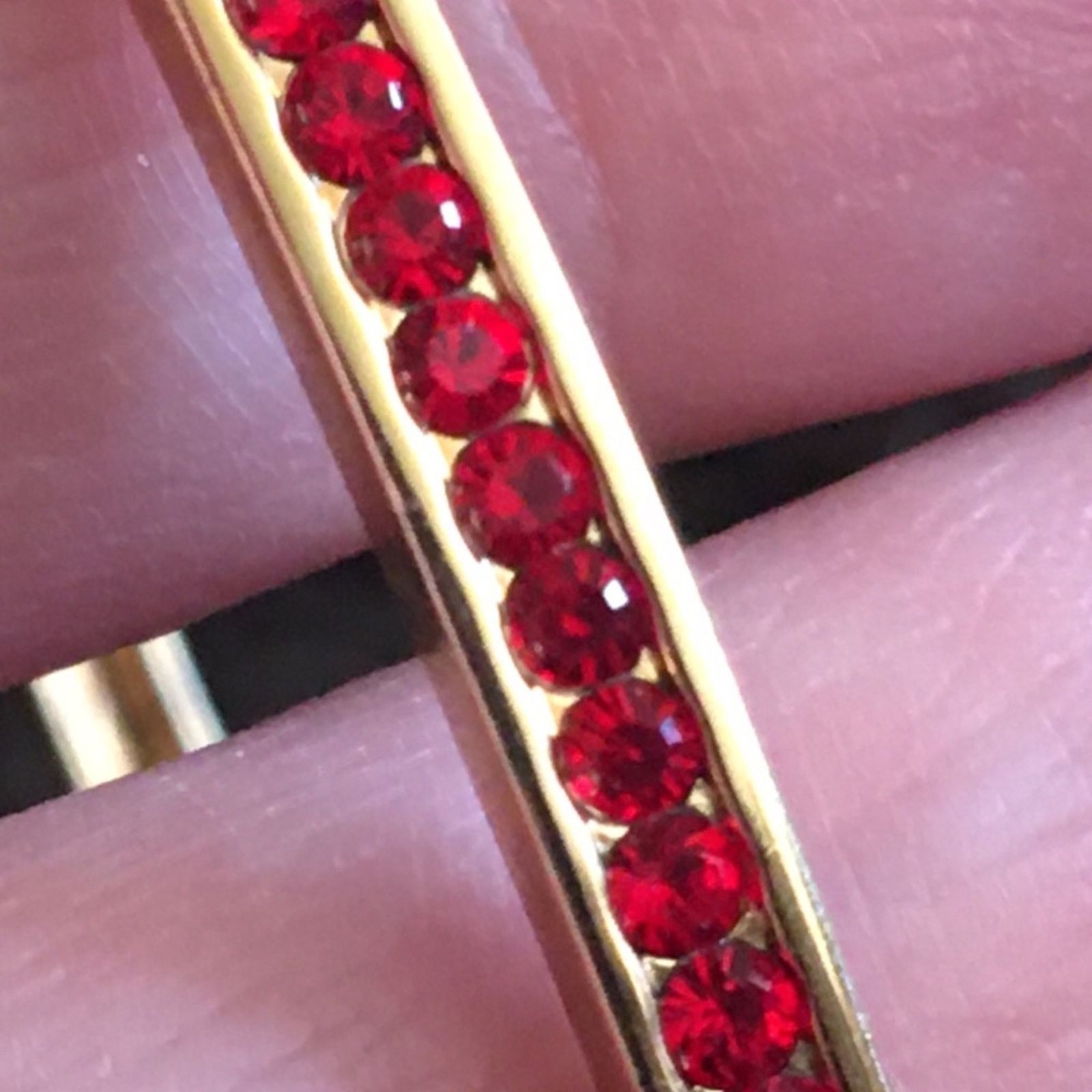 Jewelry Gold plated inlaid ruby crystal bangle bracelet Size ONE SIZE - 2 Thumbnail