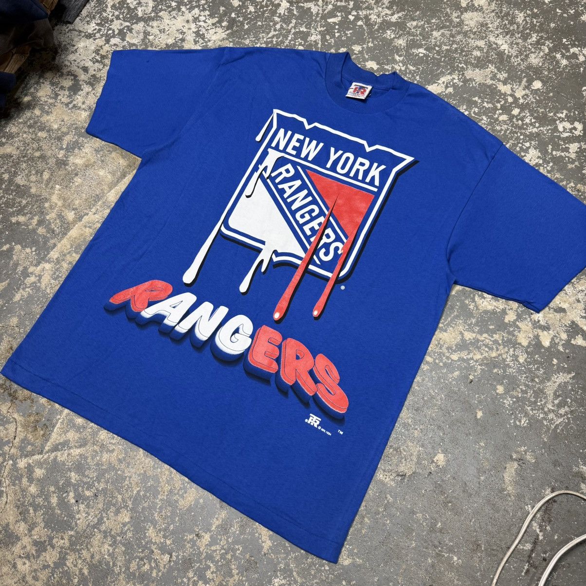 NHL Vintage New York Rangers Water Drip Logo NHL Tshirt 1994 Size US XL / EU 56 / 4 - 2 Thumbnail