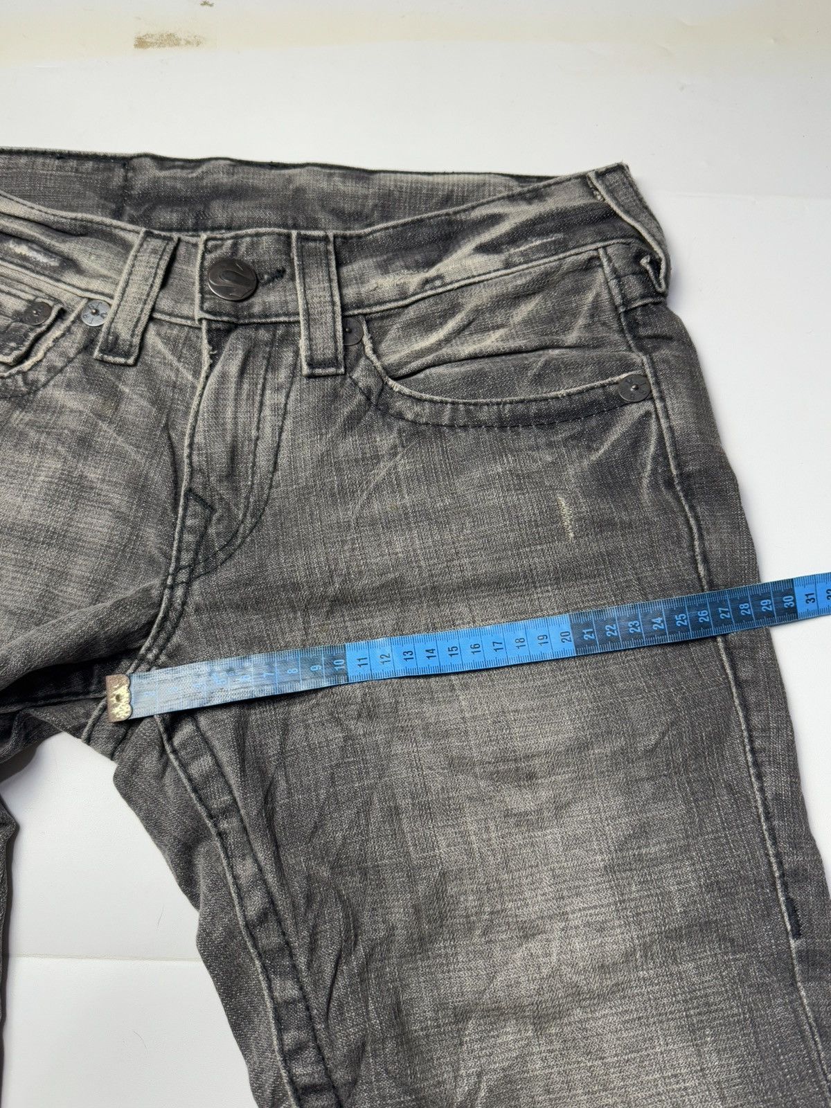 True Religion Flare True Religion Leather Logo Distressed Denim Size US 30 / EU 46 - 7 Thumbnail