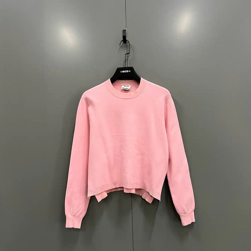 Acne Studios Acne Studios Soft Pink Cropped Long Sleeve Sweatshirt Size S / US 4 / IT 40 - 1 Thumbnail