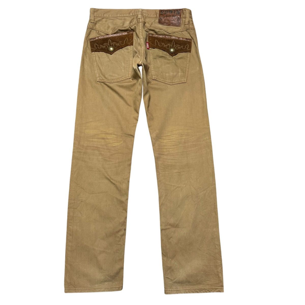 Edwin Vintage Edwin XVS403 Leather Pocket Brown Denim Jeans Size US 34 / EU 50 - 1 Thumbnail