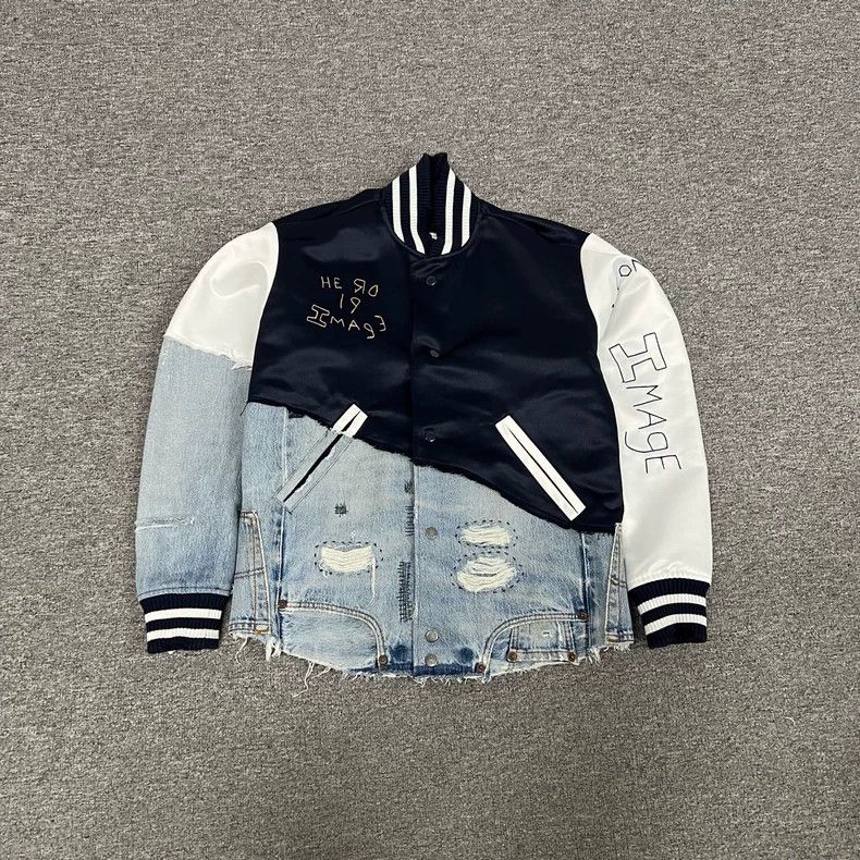 Greg Lauren greg lauren size 1 Velvet patchwork baseball jacket 2506-Ne Size US S / EU 44-46 / 1 - 4 Thumbnail