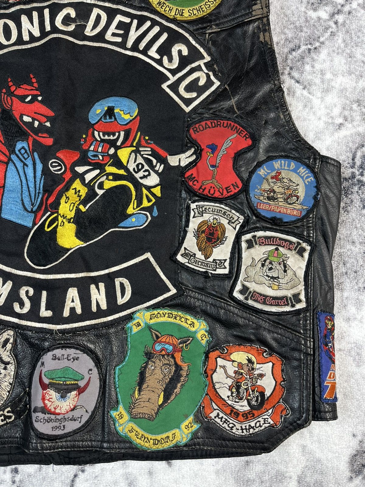 Vintage Vintage Biker Leather Vest – Sonic Devils MC Emsland Size US L / EU 52-54 / 3 - 16 Thumbnail