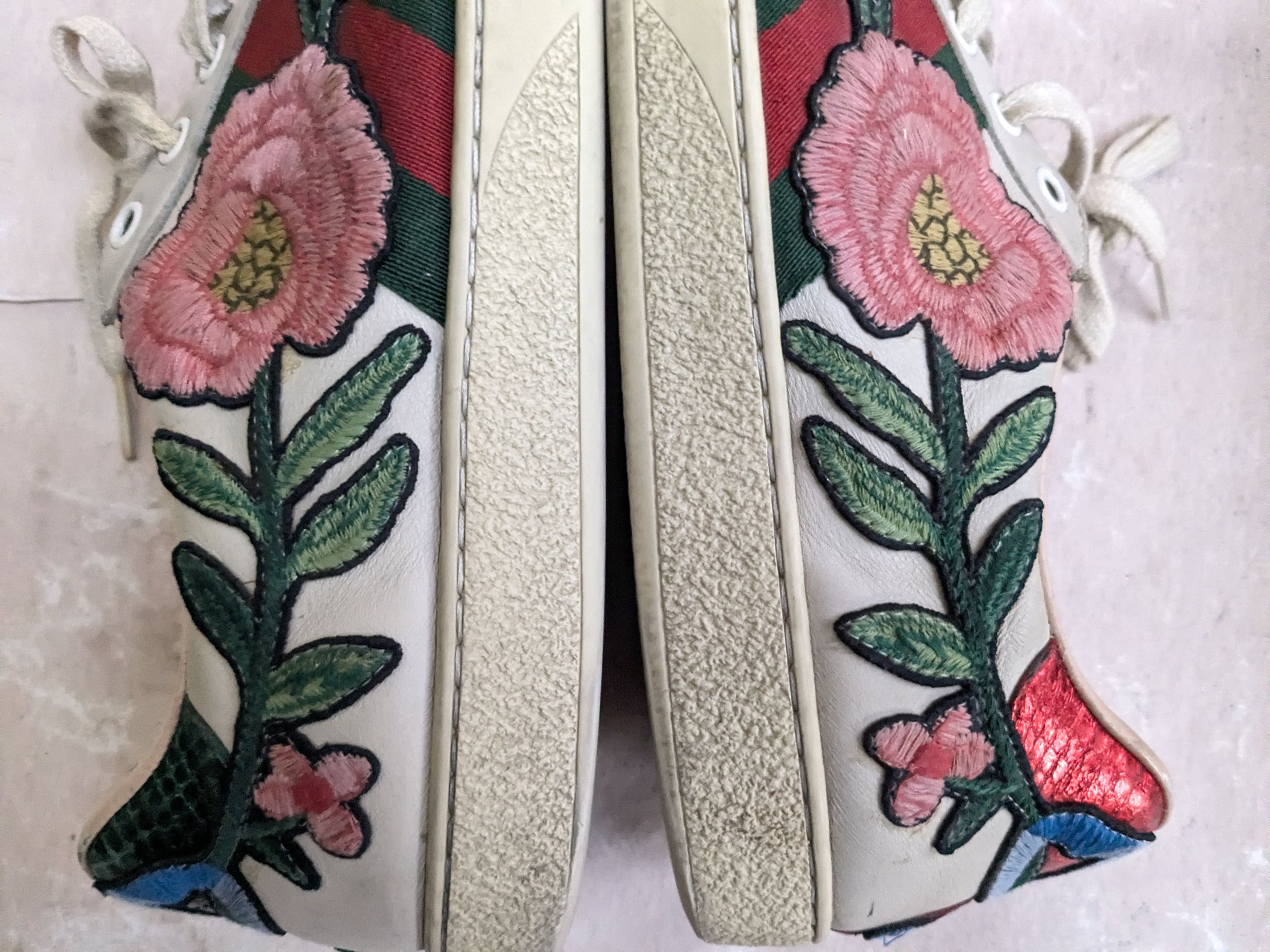 Gucci Gucci Ace Floral 8.5 Low Tops Leather Flower Size US 8.5 / EU 41-42 - 8 Thumbnail
