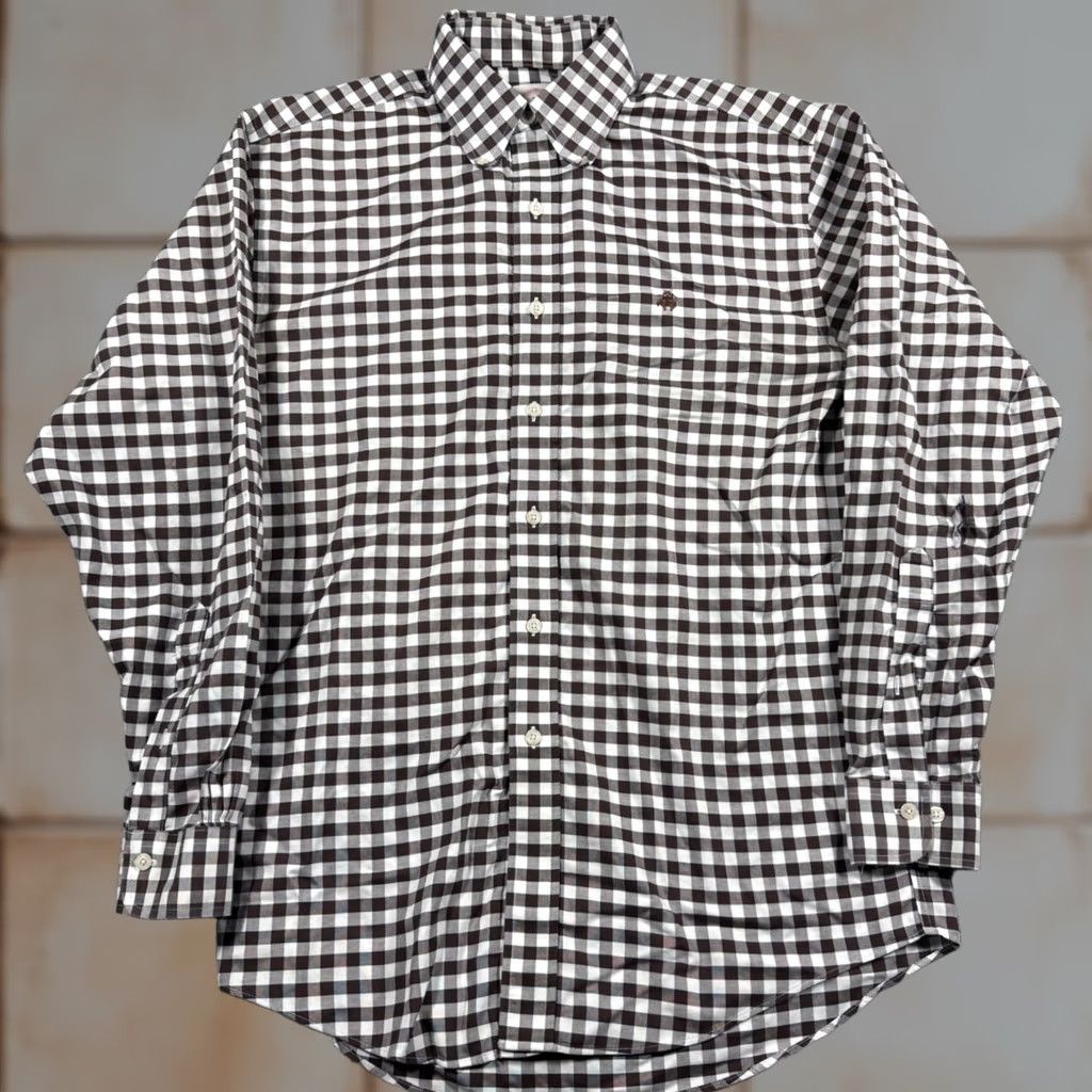 Brooks Brothers Brooks Brothers Brown Gingham Check Supima Cotton Chest Logo Button Shirt Size M Mens Size US M / EU 48-50 / 2 - 1 Thumbnail