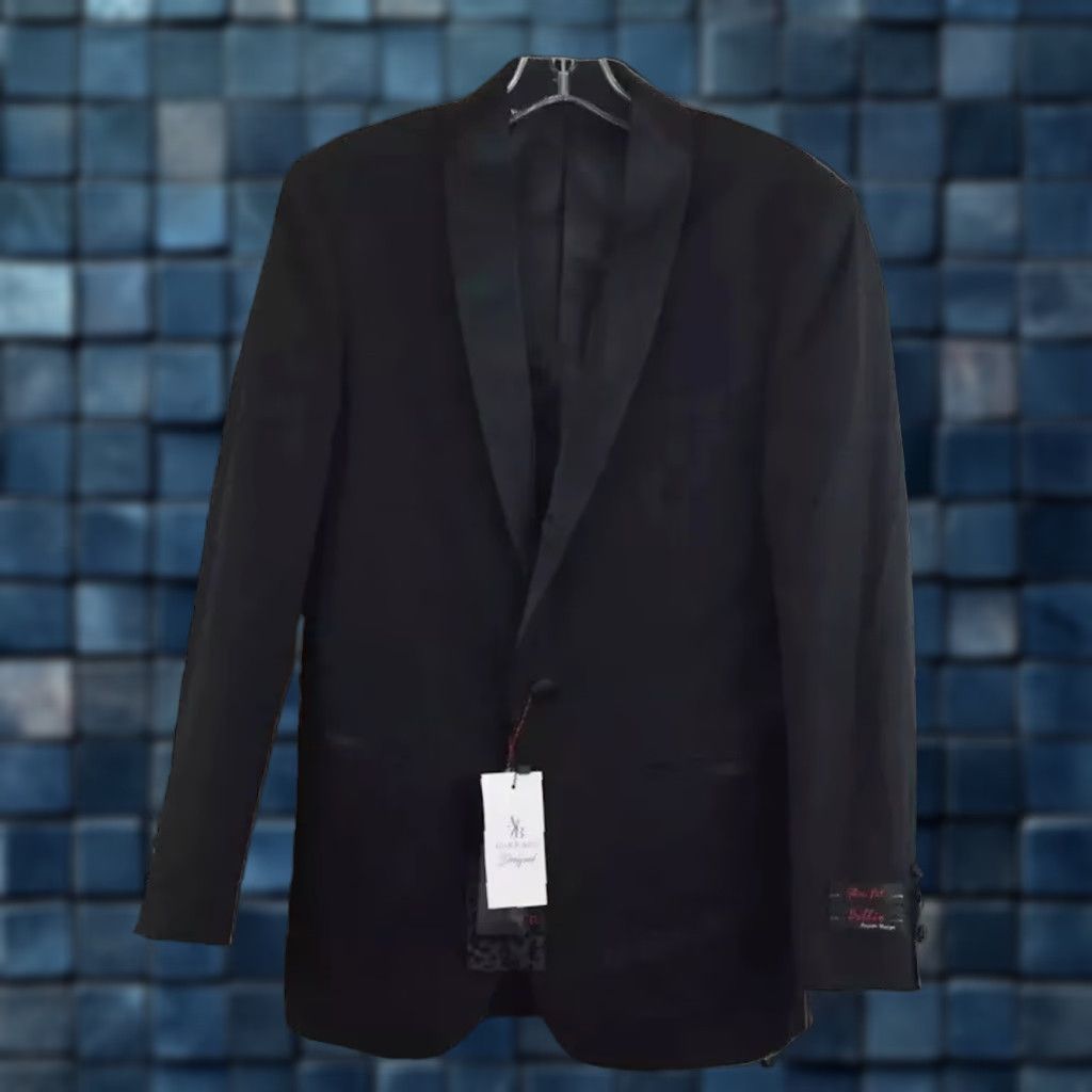Vintage VINTAGE Adam baker Designer Black SlimFit Shinny Lapel Suit Jacket 36 R Mens Size 36R - 1 Thumbnail
