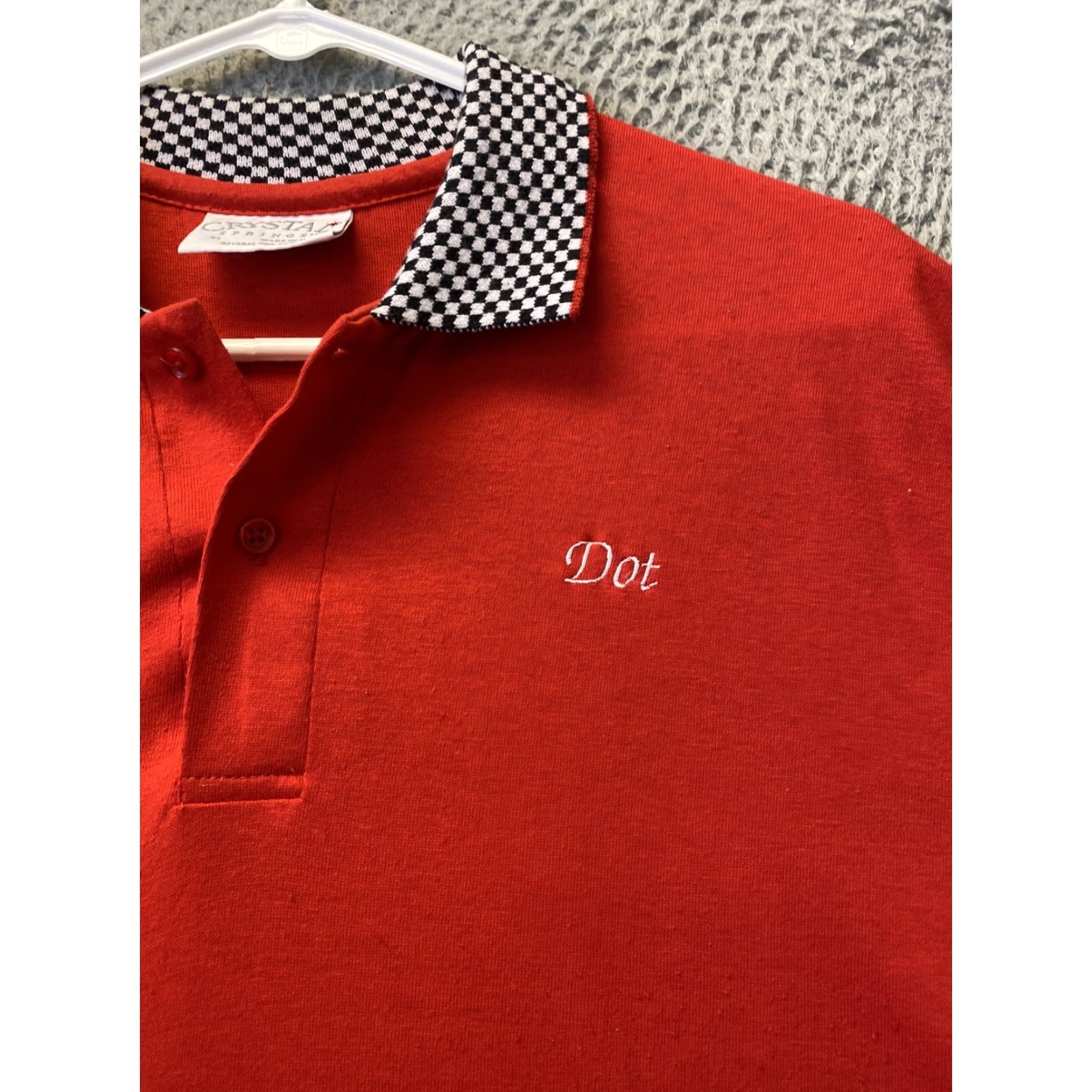 Vintage Crystal Polo Shirt Red Men's Short Sleeve Button Collared XL 46-44 Size Regular Fits Size US XL / EU 56 / 4 - 2 Thumbnail