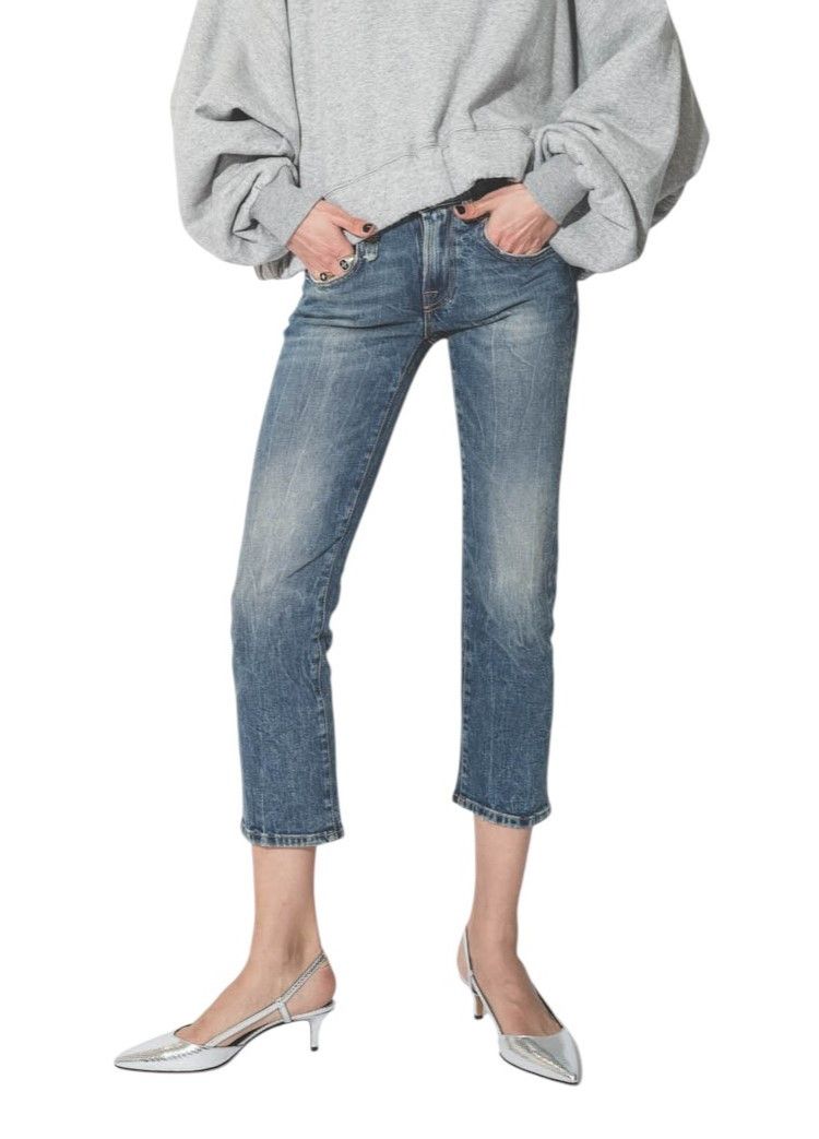 R13 BOY STRAIGHT 26 Ankle Cropped Washed Blue Kelly 84490 Size 26" / US 2 / IT 38 - 1 Thumbnail