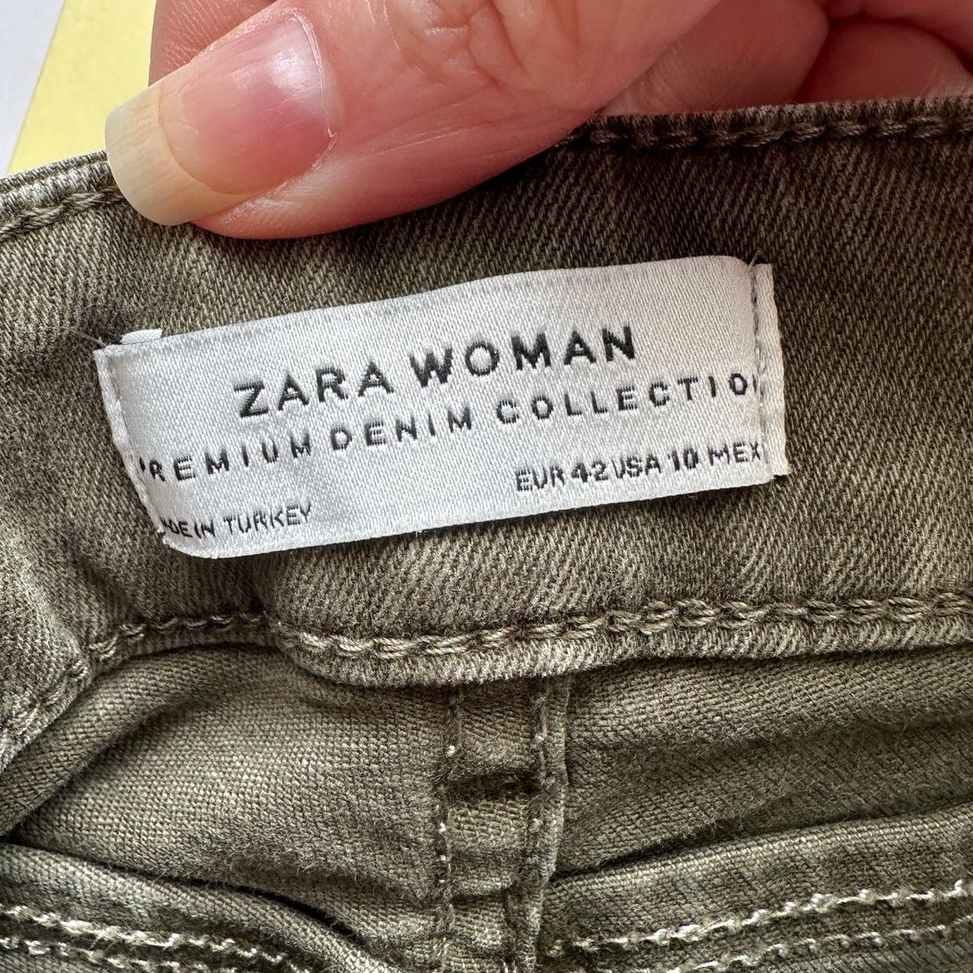 Zara Zara Women Olive Button Fly Distressed Knee Skinny Jean 10 Size 32" / US 10 / IT 46 - 10 Thumbnail