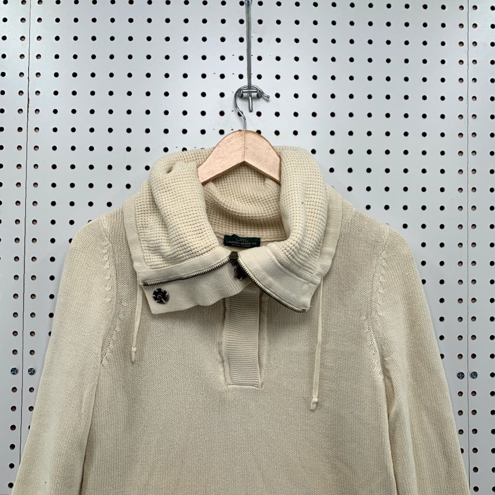 Ralph Lauren Lauren Ralph Lauren Women Knit Sweater Medium White Cowl 1/4 Zip Button Pullover Size M / US 6-8 / IT 42-44 - 5 Thumbnail
