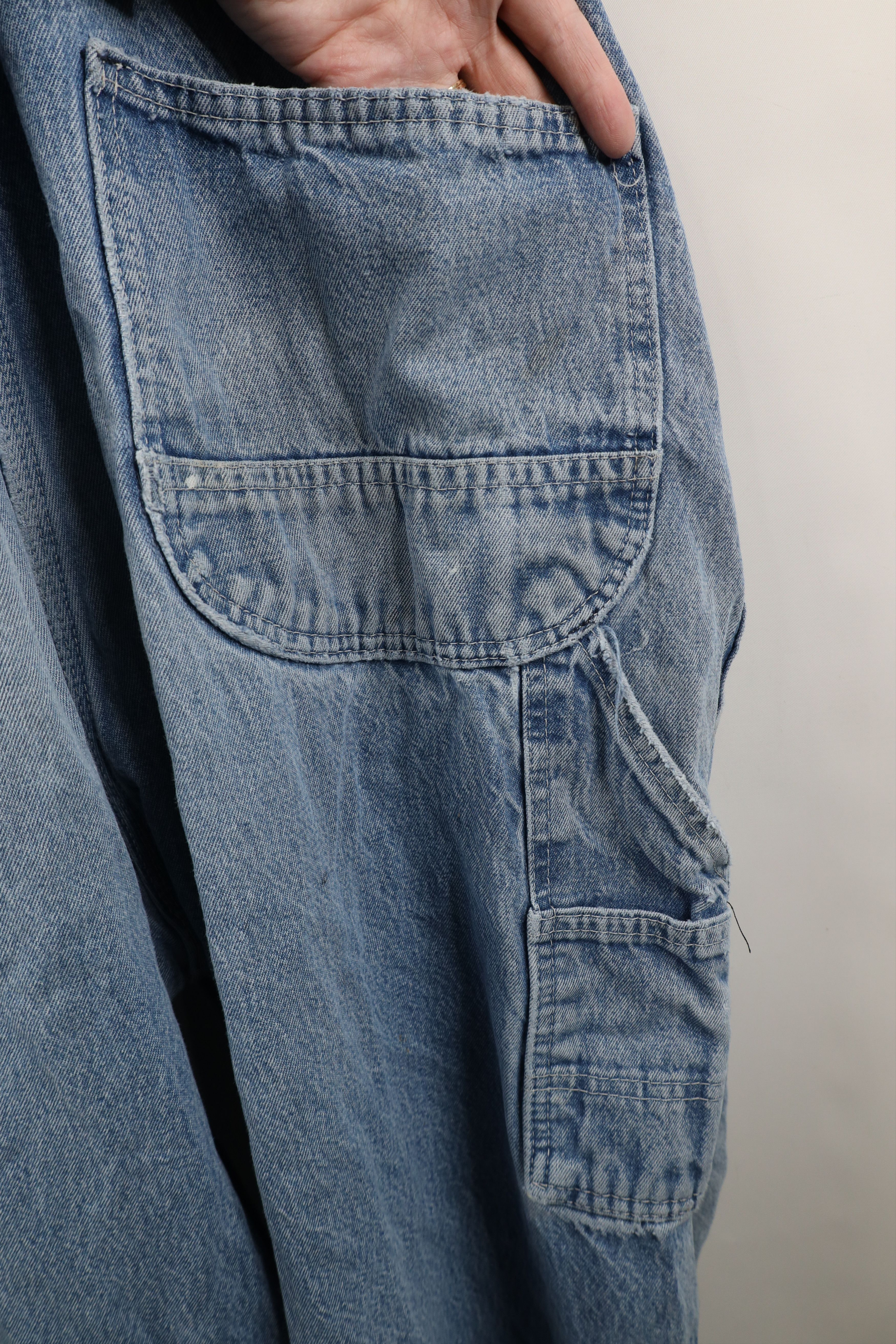 Vintage Vintage 90s Y2K Streetwear Thrashed Wide Leg Denim Overalls Size US 42 / EU 58 - 23 Thumbnail