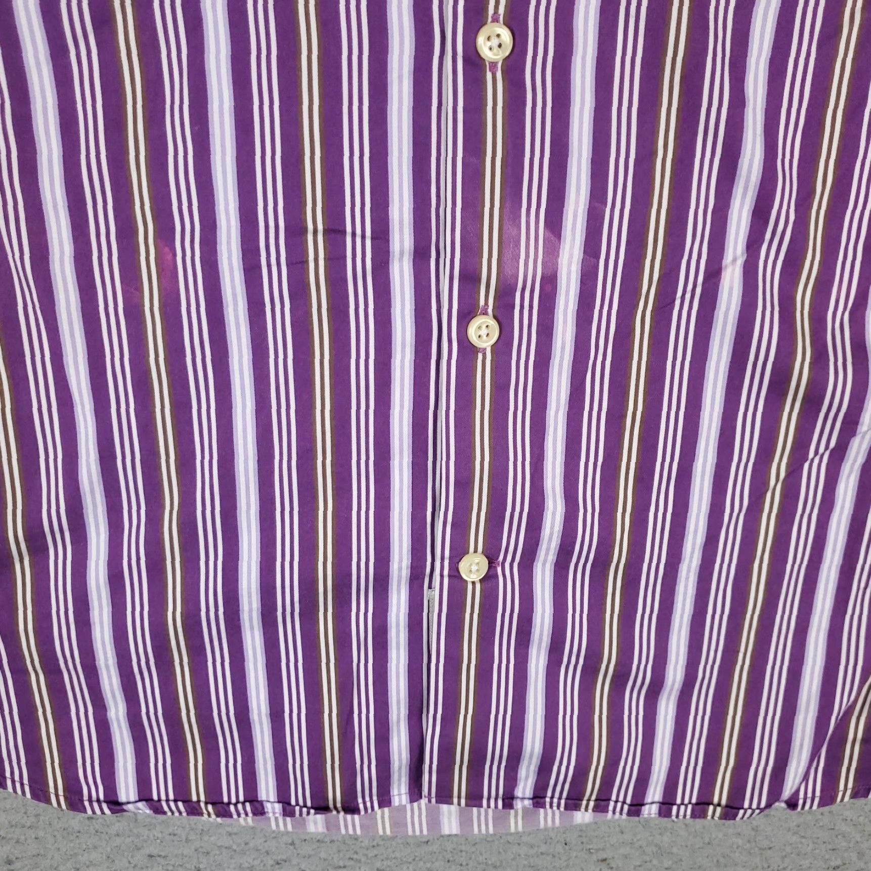 Peter Millar Peter Millar Shirt Adult Medium Purple Striped Long Sleeve Button-Up Damaged Mens Size US M / EU 48-50 / 2 - 3 Thumbnail