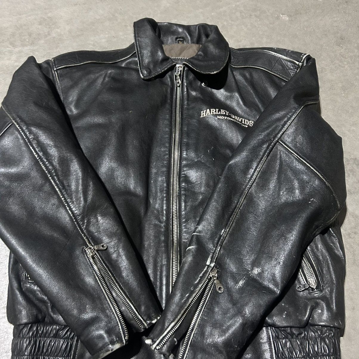 Harley Davidson Vintage harley davidson leather zip up jacket Size US L / EU 52-54 / 3 - 4 Thumbnail