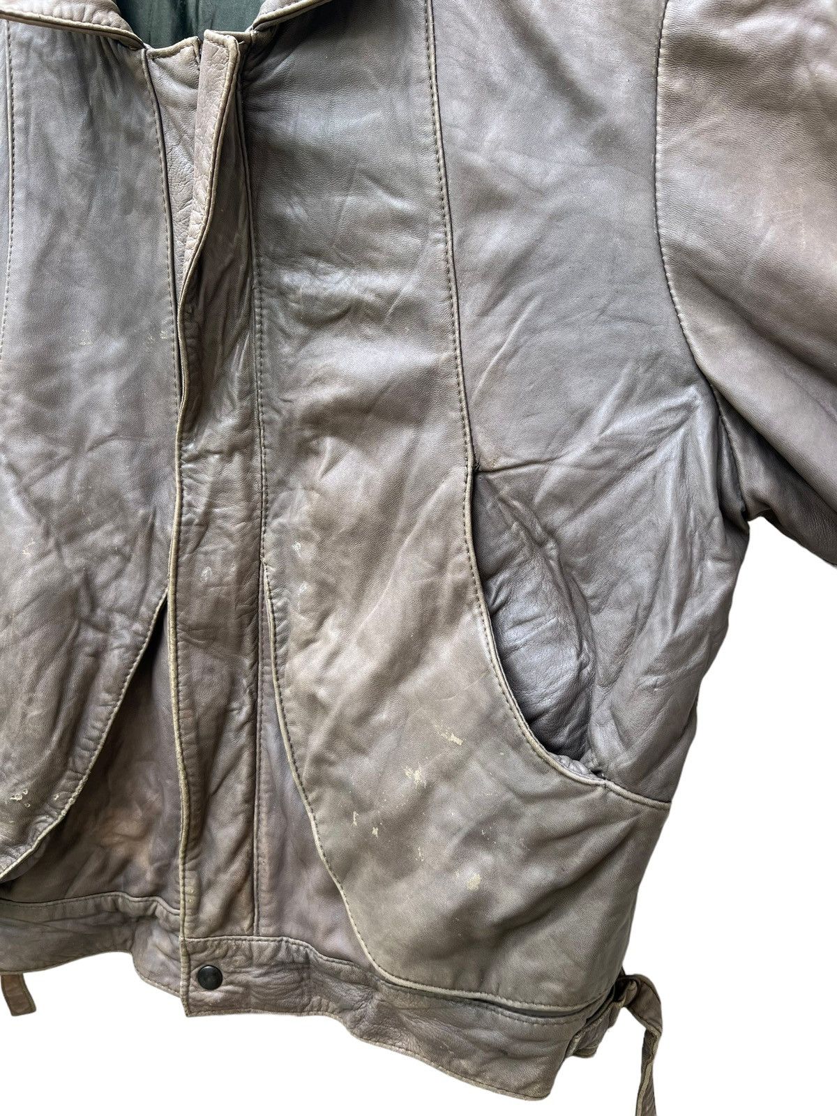 Leather Vintage Trashed Oliver Strelli Leather Jacket Size US XL / EU 56 / 4 - 9 Thumbnail