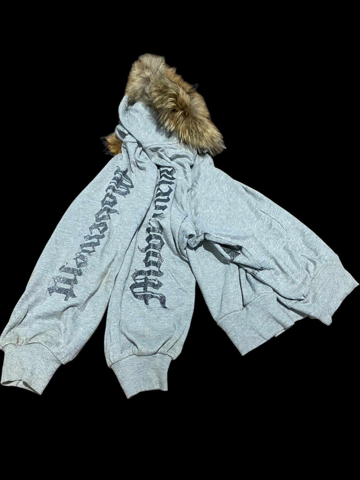 Japanese Brand 2000s Plein Beaute Glitter Skull baggy fur hoodie Size US L / EU 52-54 / 3 - 3 Thumbnail