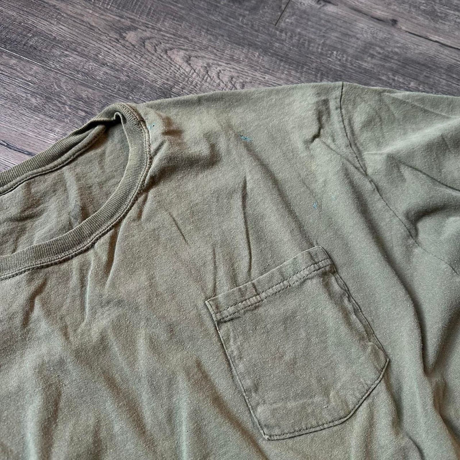 Vintage Y2K Green Olive Faded Thrashed Baggy Oversized Cotton Tee Size US XXL / EU 58 / 5 - 5 Thumbnail