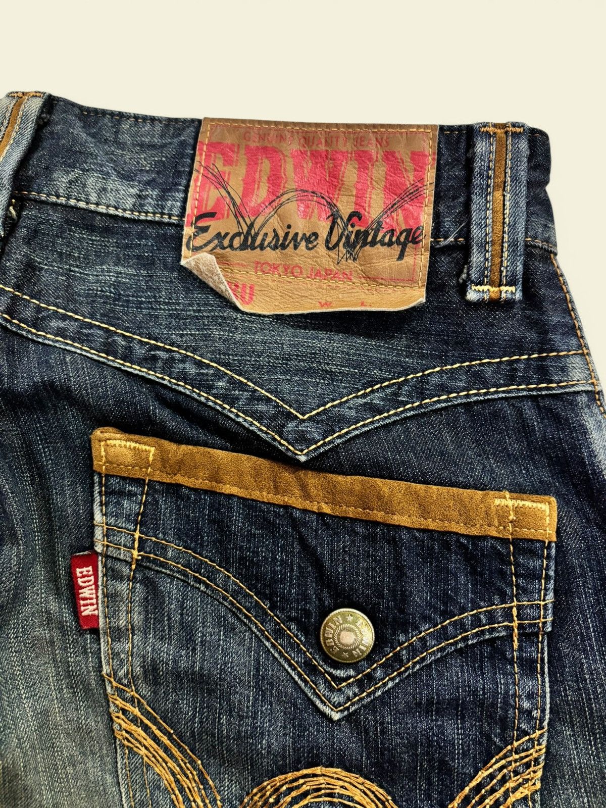 Edwin Vtg Japan Grunge Edwin XV Whisker Fade Distress Jeans Size US 33 - 10 Thumbnail