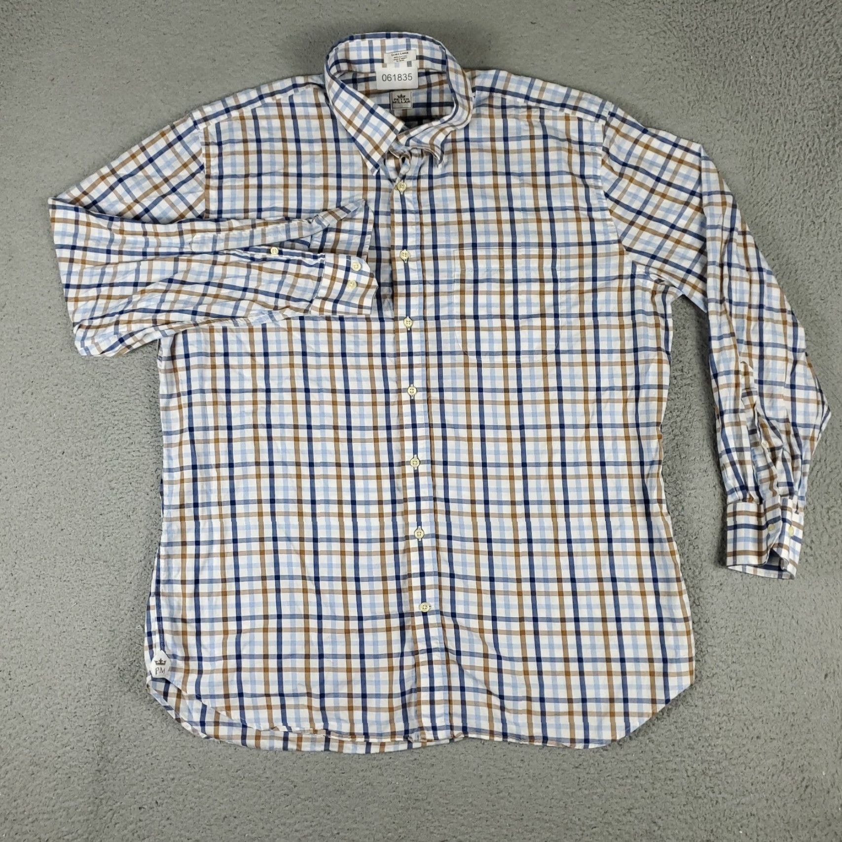 Peter Millar Peter Millar Shirt Mens XL Blue Plaid Button-Up Long Sleeve Casual Business Formal Preppy Size US XL / EU 56 / 4 - 2 Thumbnail