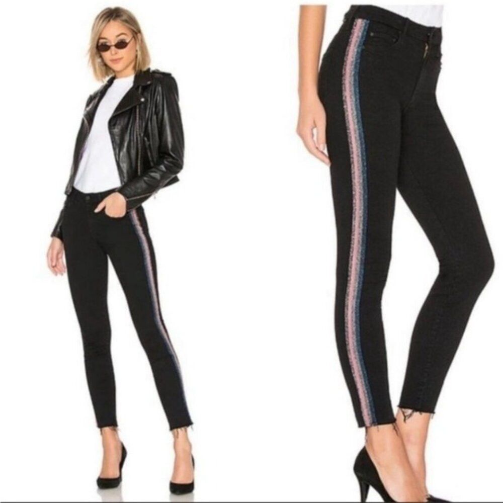 MOTHER MOTHER The Looker Ankle Fray Guilty Glitter Racer Jeans Siz Size 28" / US 6 / IT 42 - 1 Thumbnail