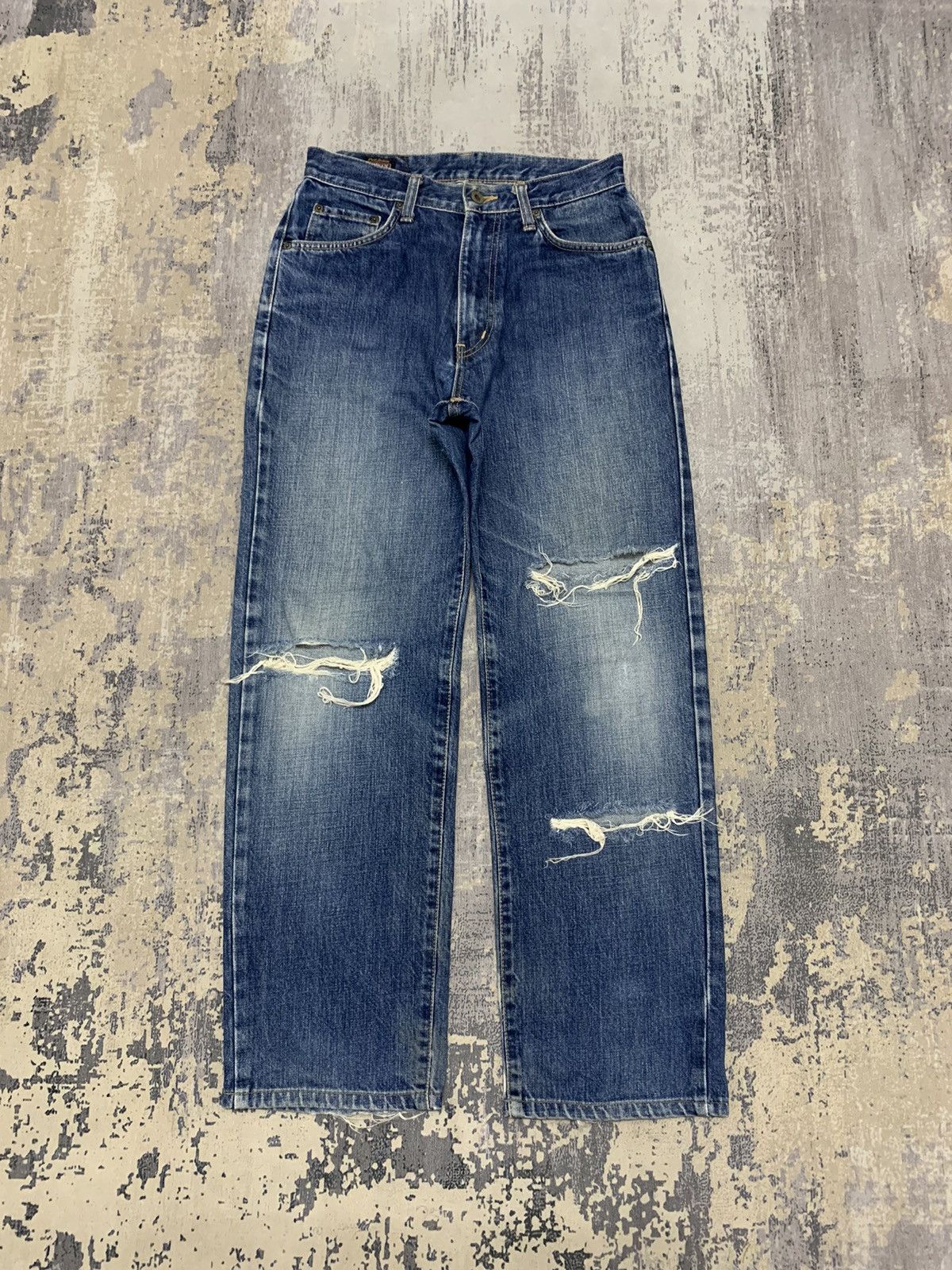 image of Distressed Denim x If Six Was Nine Vintage Edwin Distressed Baggy Jeans 28X27.5 in Blue, Men's