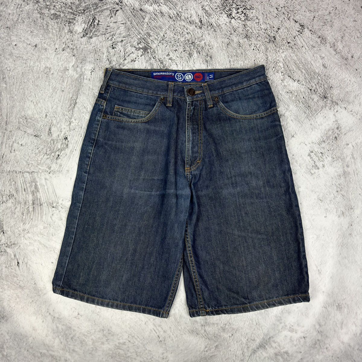 Vintage Smoke Story Group Womens Blue Indigo Raw Denim Shorts Medium Size US 30 / EU 46 - 3 Thumbnail