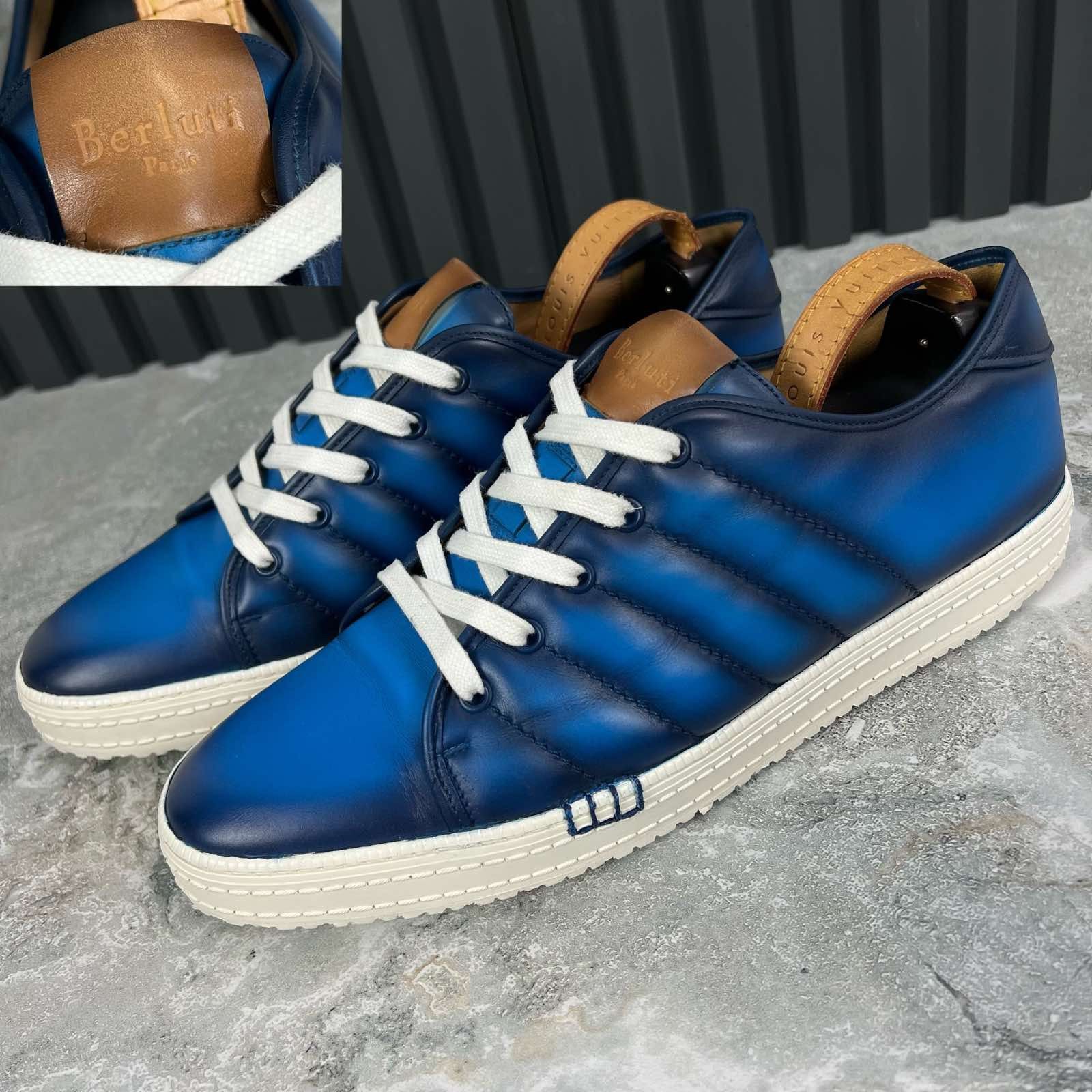 image of Berluti Playtime Sneakers Patina Leather 10 Os in Blue, Men's (Size 11)