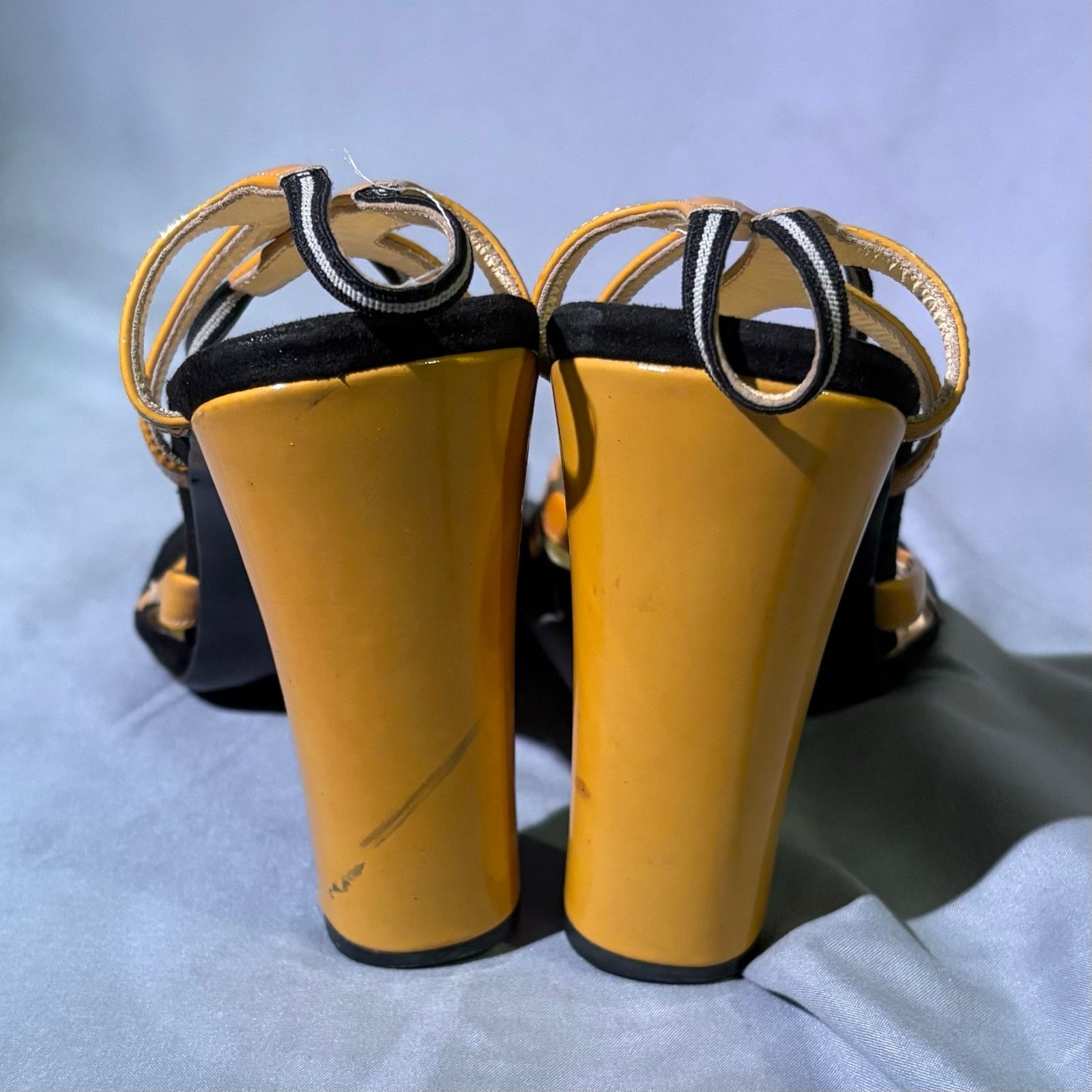 Prada Prada Yellow Patent Black Suede Heels Size 39 (8.5) Size US 8.5 / IT 38.5 - 4 Thumbnail