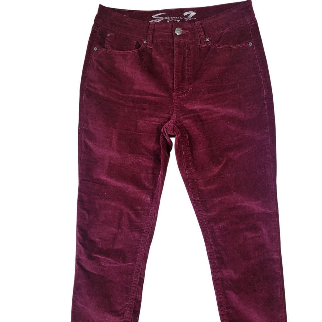 Seven 7 Seven 7 Tummyless High Rise Skinny Red Velvet Pants 10 Women Size 32" / US 10 / IT 46 - 5 Thumbnail