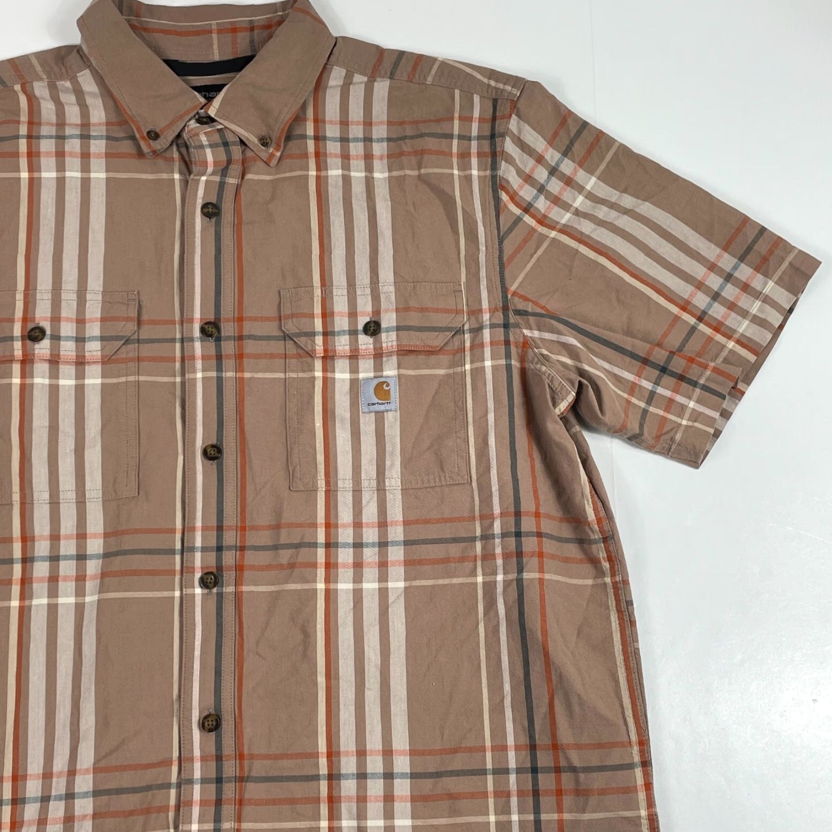 Carhartt VINTAGE Carhartt Shirt Mens Large Orange Relaxed Short Sleeve Button Up Hiking Outdoors Size US L / EU 52-54 / 3 - 3 Thumbnail