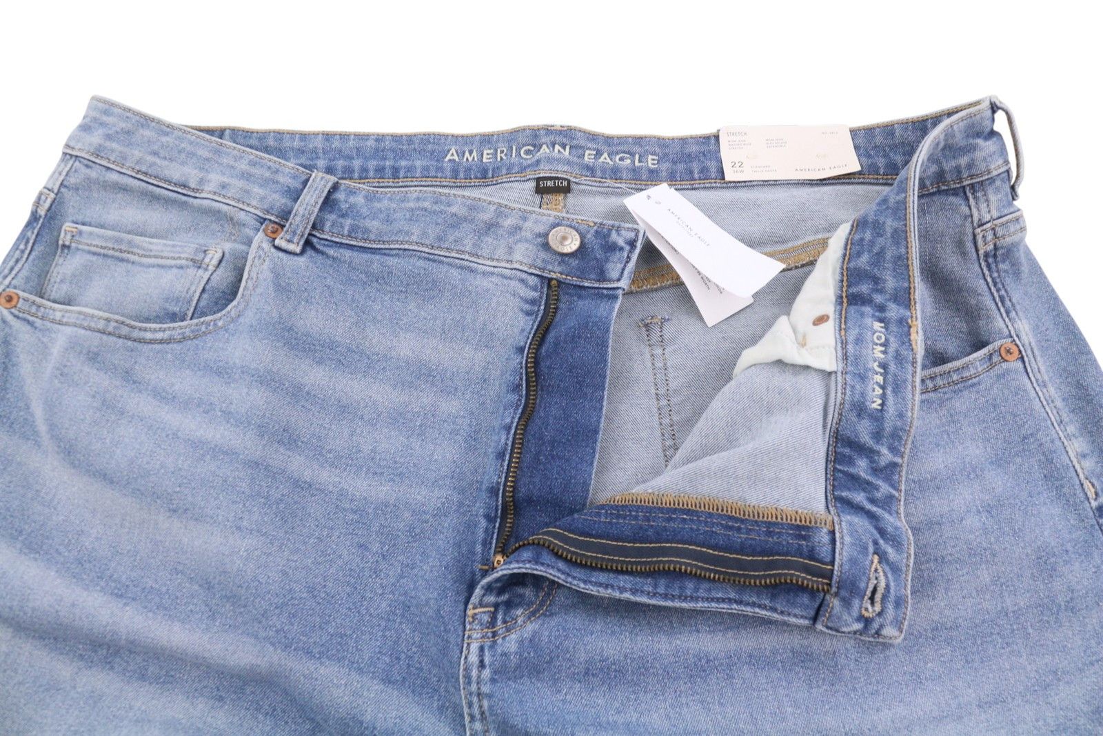 American Eagle Outfitters STRETCH MOM W36 Washed Blue Jeans 88787 Size 36" / US 14 / IT 50 - 5 Thumbnail