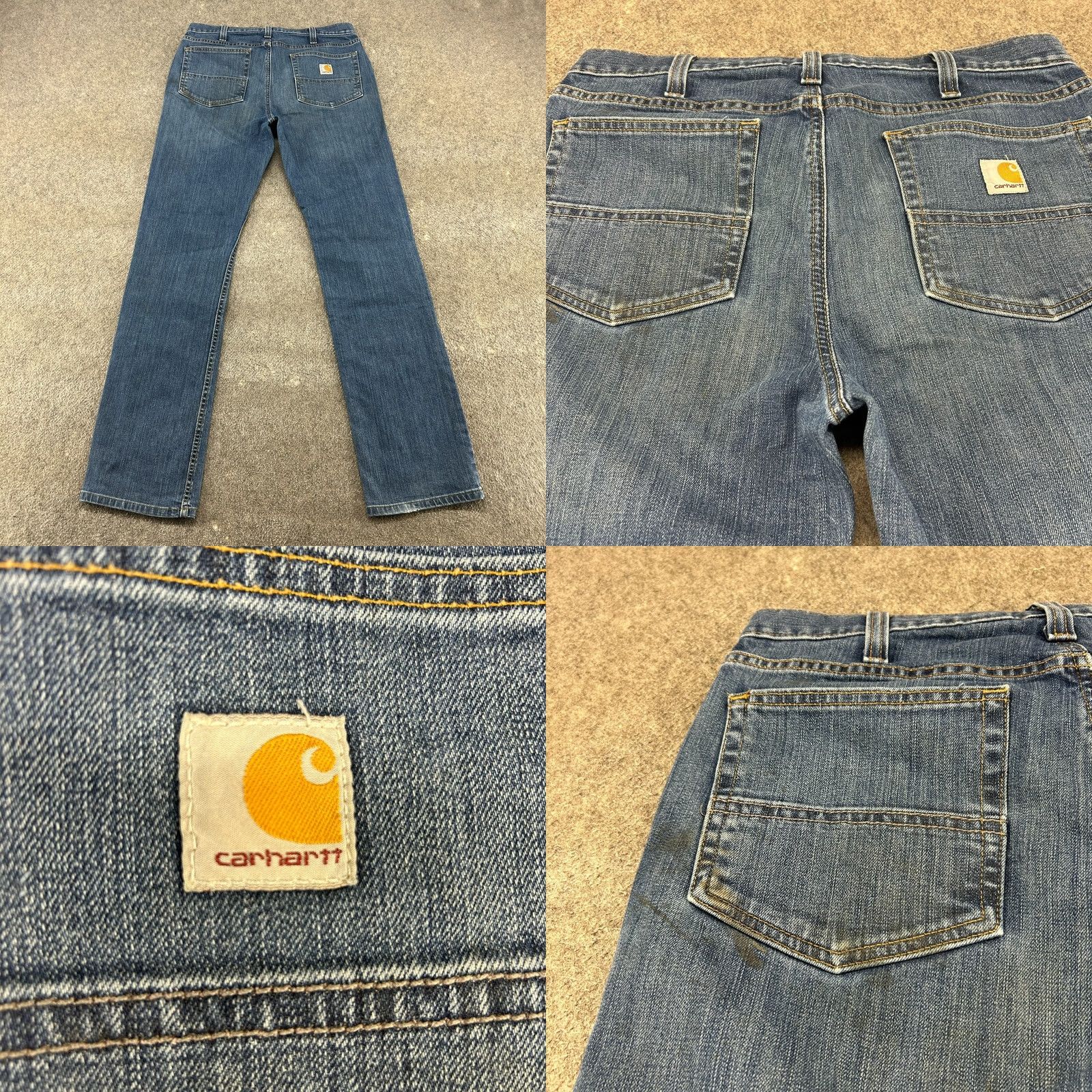 Carhartt Carhartt Jeans Mens 33x34 Blue Relaxed Fit Medium Wash Workwear Rugged Flex Jeans Size US 33 - 8 Thumbnail