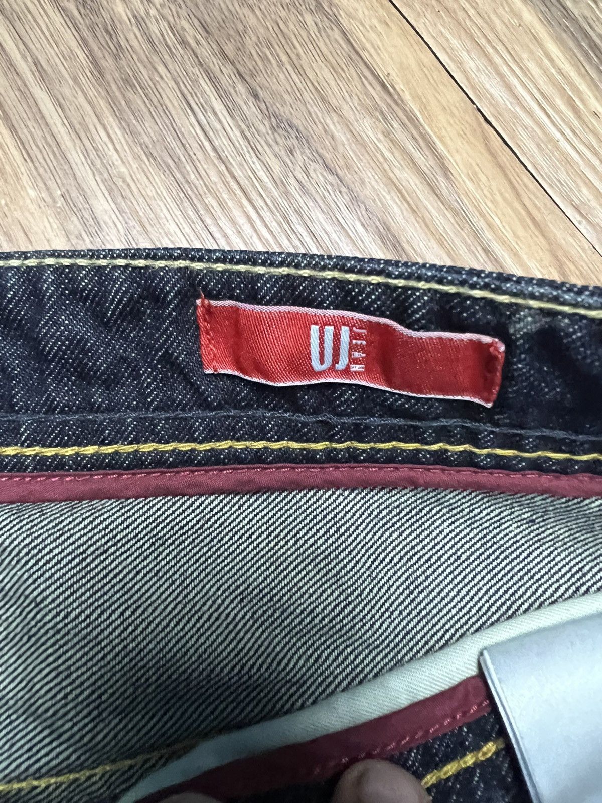 If Six Was Nine Vintage UJ JEANS Bootcut/Straight DarkWash Ripped Denim (43) Size US 28 / EU 44 - 11 Thumbnail